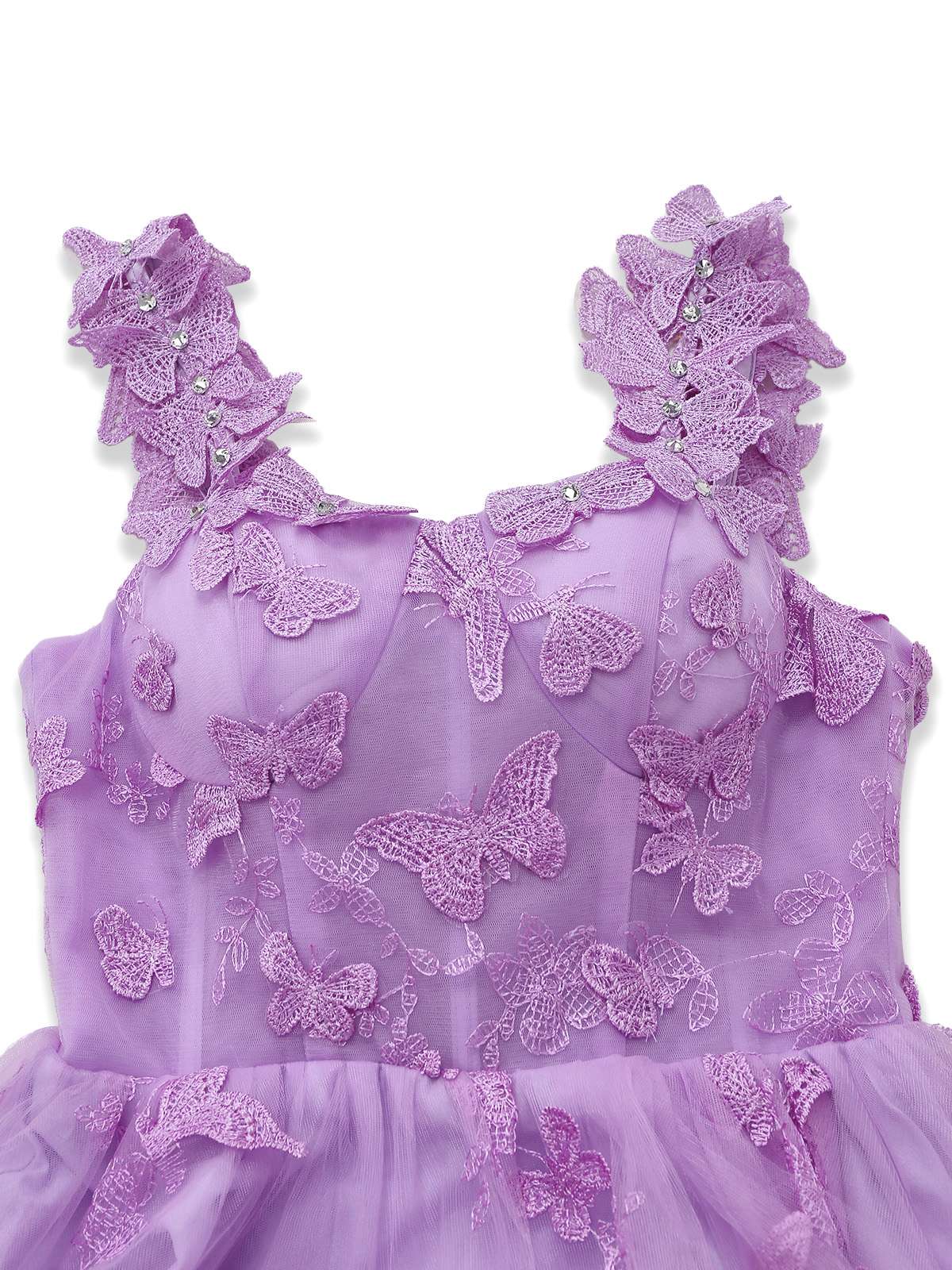 Gelb 1930er Spaghetti Träger 3D Schmetterlinge Netz Maxi Kleid - Image 5