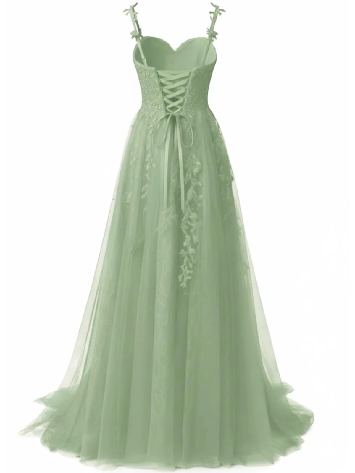 Rot 1930er Spaghetti Träger Spitze Tüll Maxi Kleid - Image 9