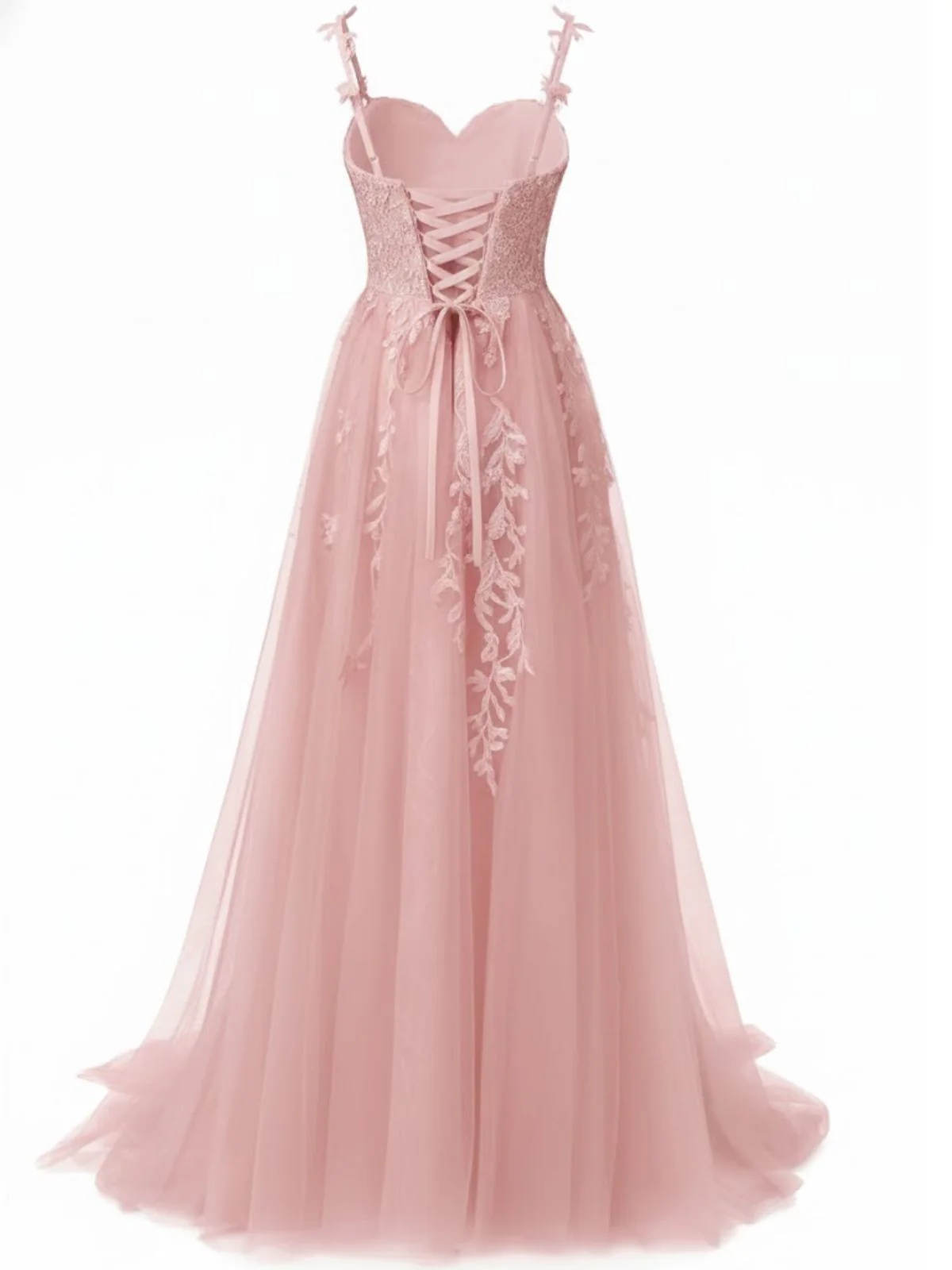 Rot 1930er Spaghetti Träger Spitze Tüll Maxi Kleid - Image 7