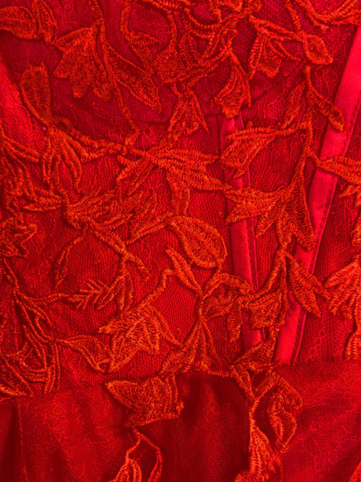 Rot 1930er Spaghetti Träger Spitze Tüll Maxi Kleid - Image 3