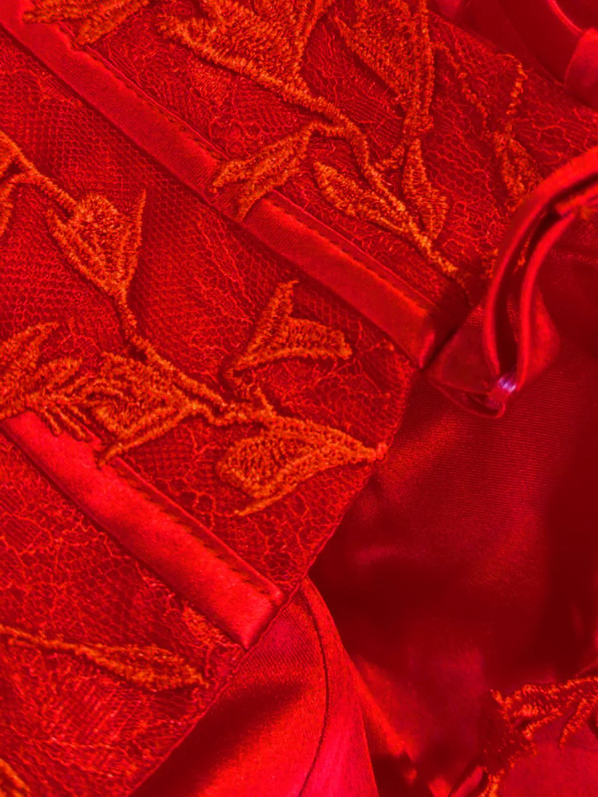 Rot 1930er Spaghetti Träger Spitze Tüll Maxi Kleid - Image 4