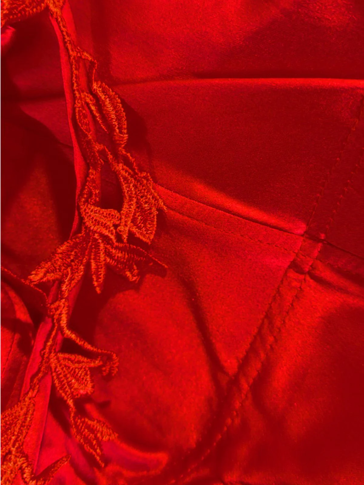 Rot 1930er Spaghetti Träger Spitze Tüll Maxi Kleid - Image 5