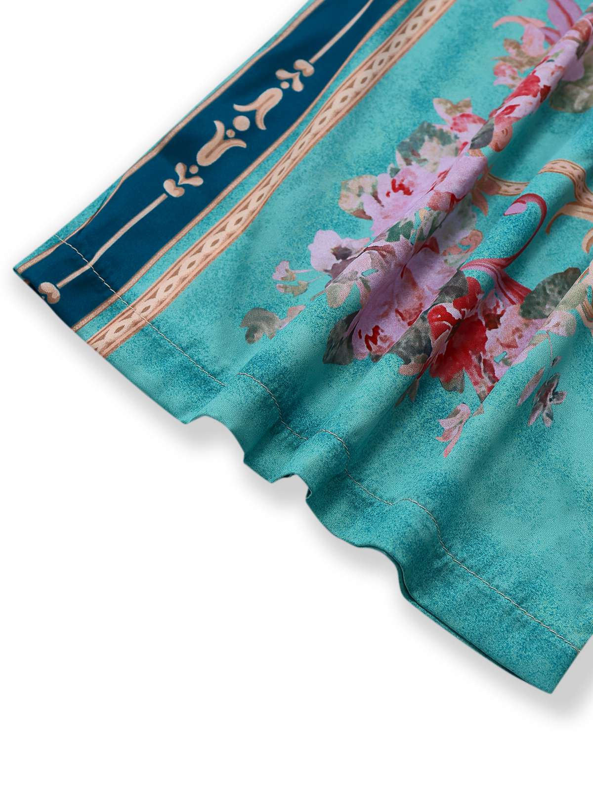 Grün 1930er Symmetrisch Blumen Hemdkragen Jumpsuit - Image 6