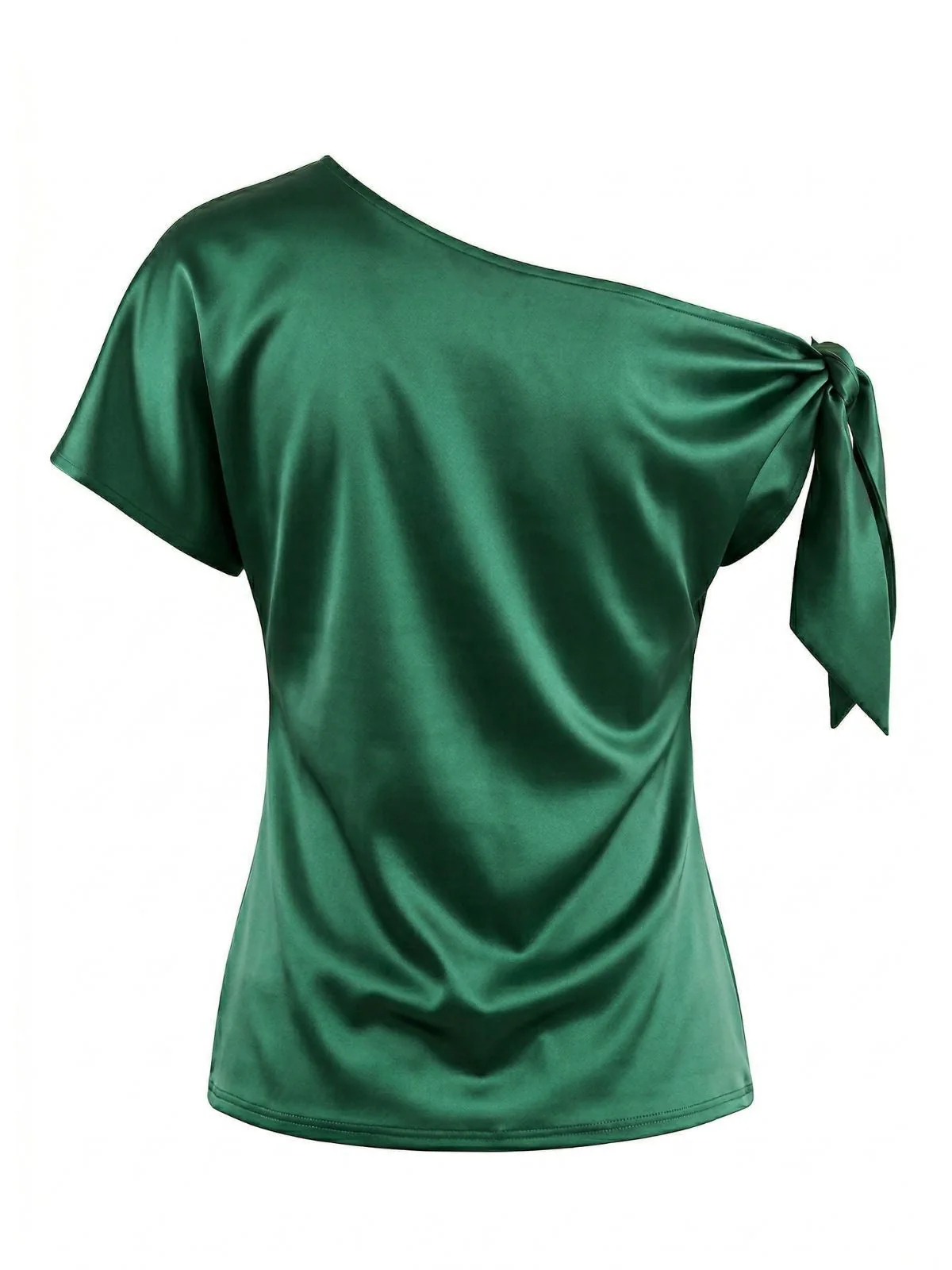 Grün 1930er Uni Satin Einseitig Knoten Top - Image 2
