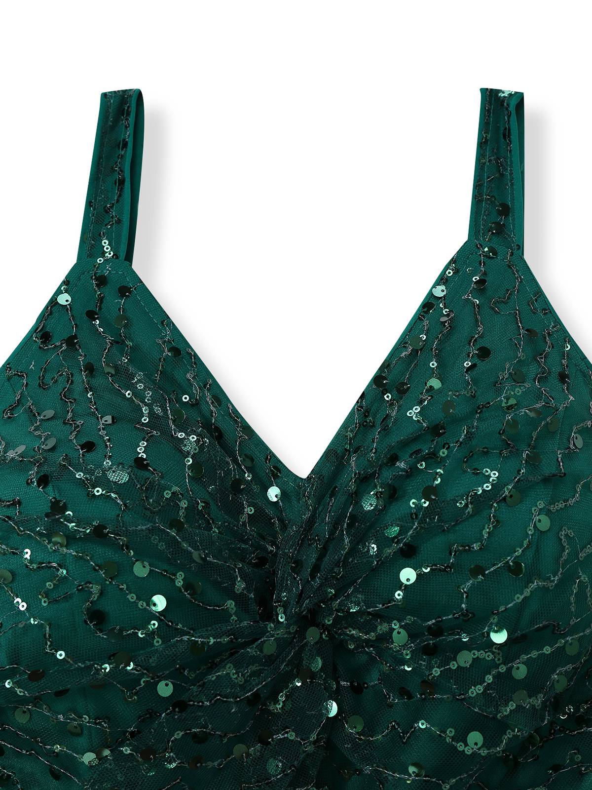 Grün 1930er Verdreht Pailletten Netz Kleid - Image 4
