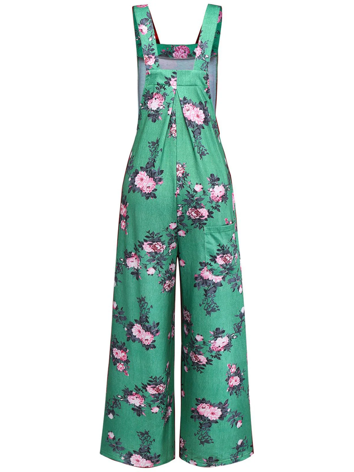Grün 1940er Blumen Drucken Weitbeinig Jumpsuit - Image 3