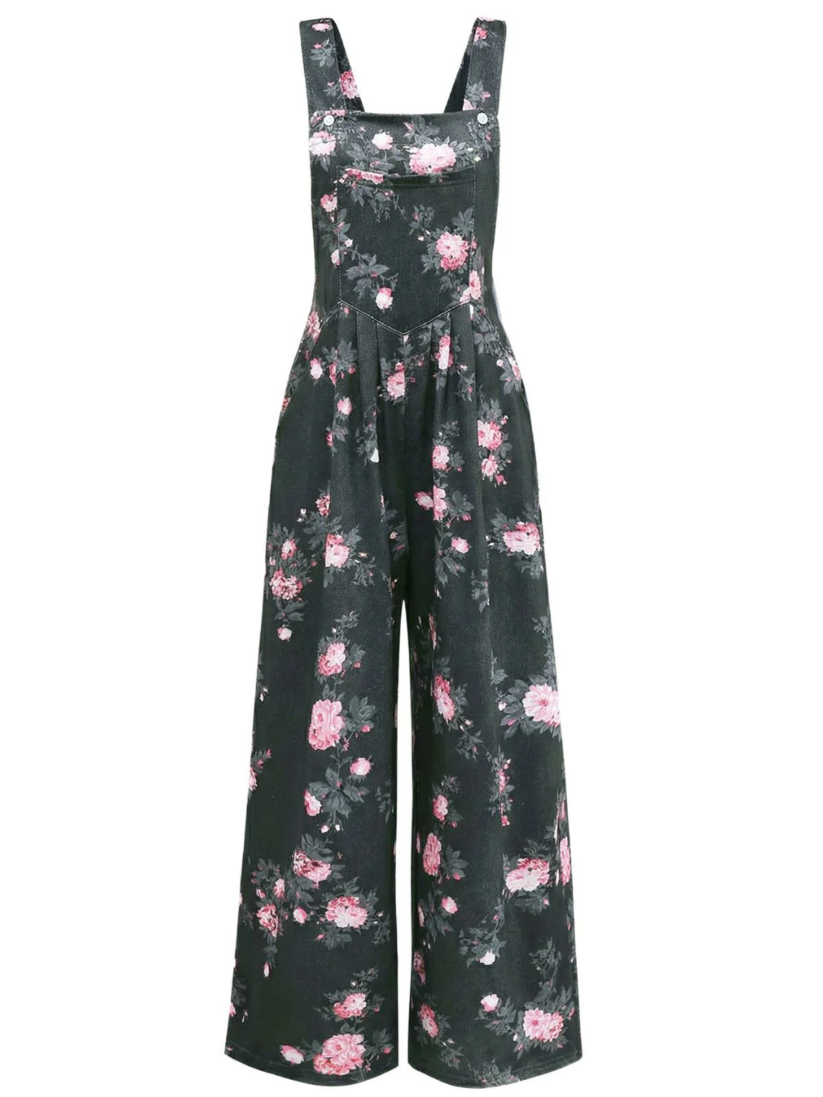 Grün 1940er Blumen Drucken Weitbeinig Jumpsuit - Image 7