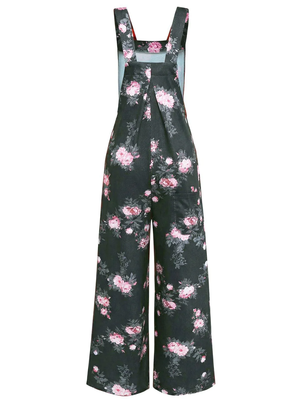 Grün 1940er Blumen Drucken Weitbeinig Jumpsuit - Image 8
