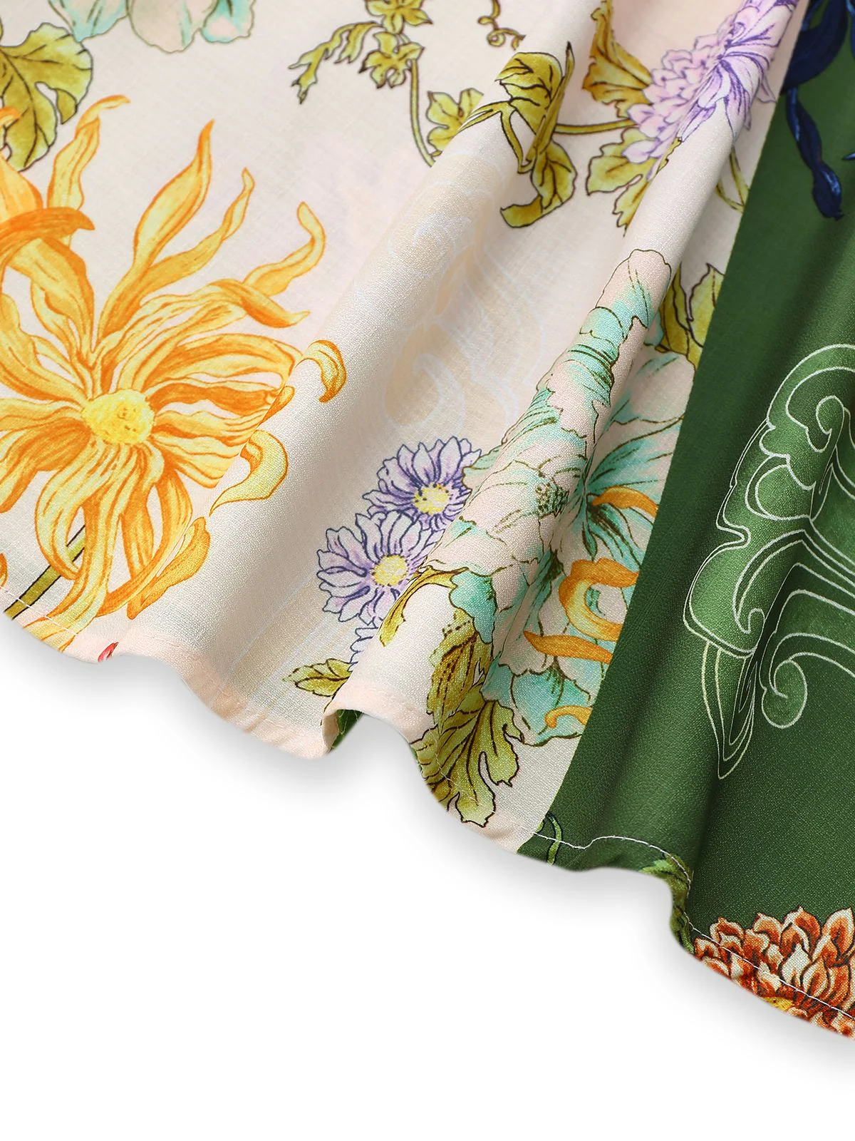 Grün 1940er Blumen Gekritzel Puffärmel Kleid - Image 5