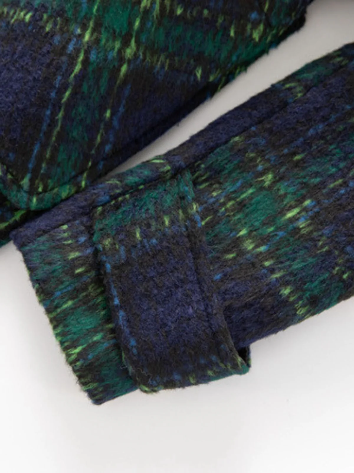 Grün 1940er Gekerbter Kragen Blackwatch Plaid Lang Mantel - Image 10