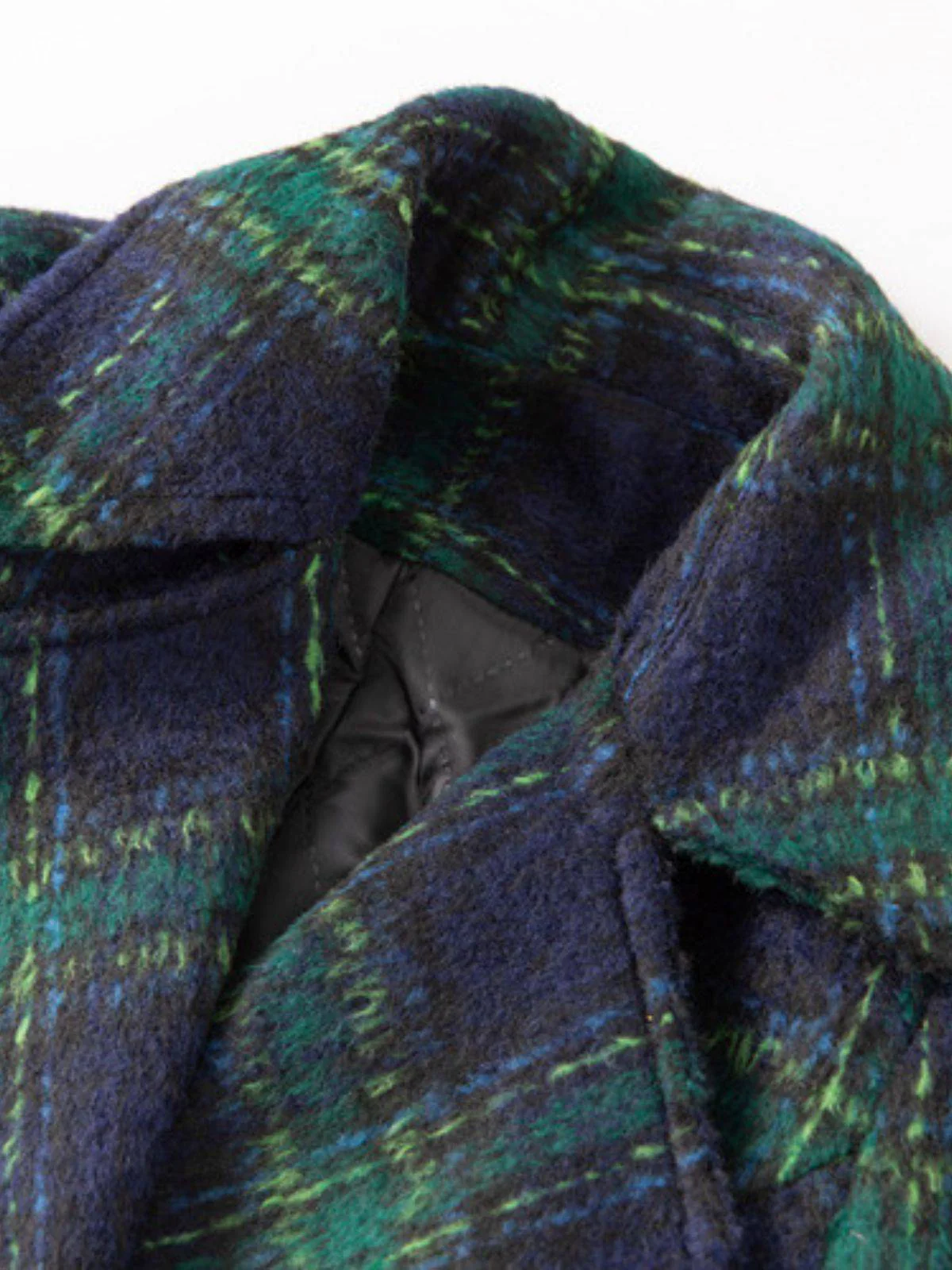 Grün 1940er Gekerbter Kragen Blackwatch Plaid Lang Mantel - Image 8