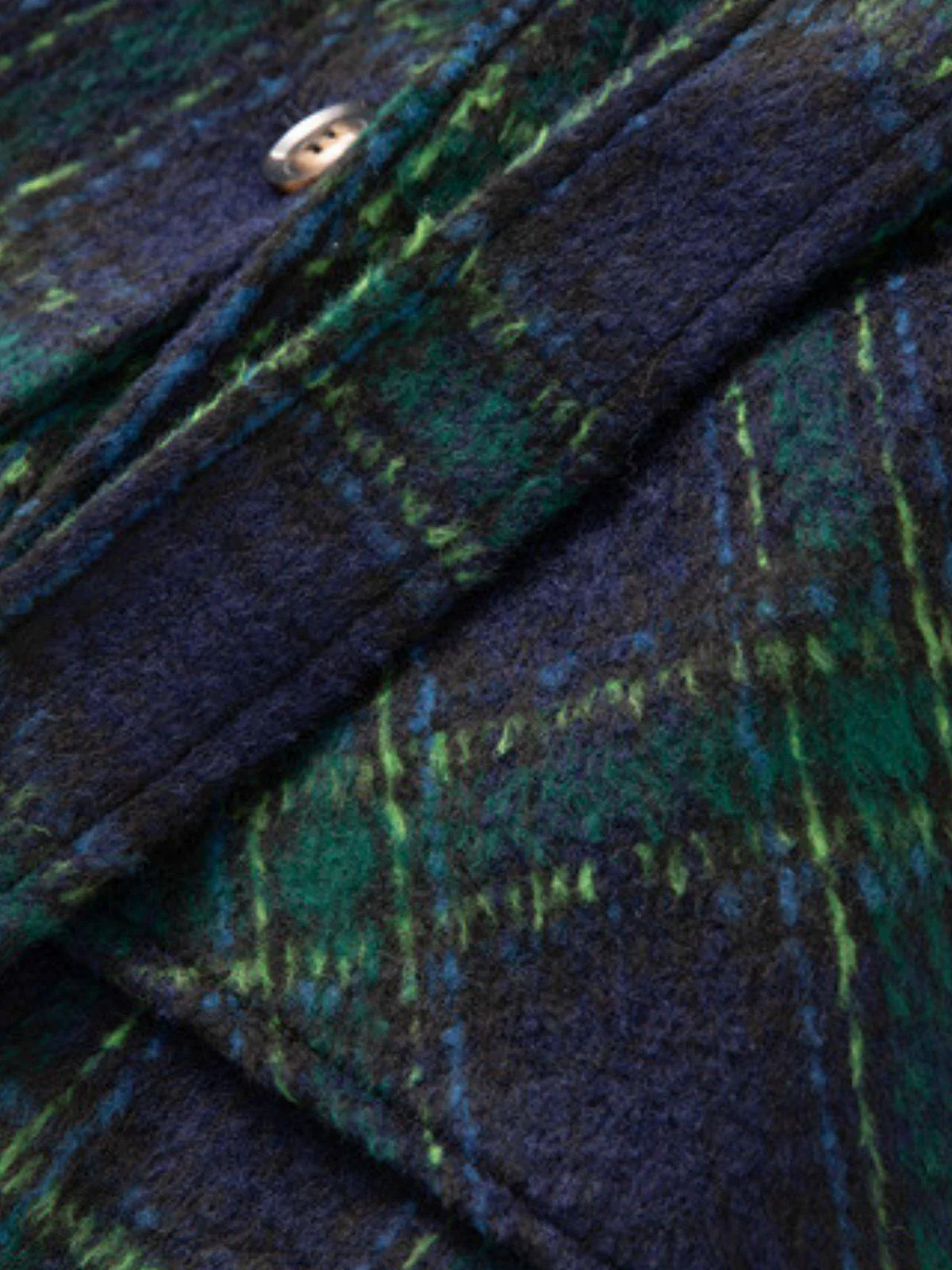 Grün 1940er Gekerbter Kragen Blackwatch Plaid Lang Mantel - Image 9