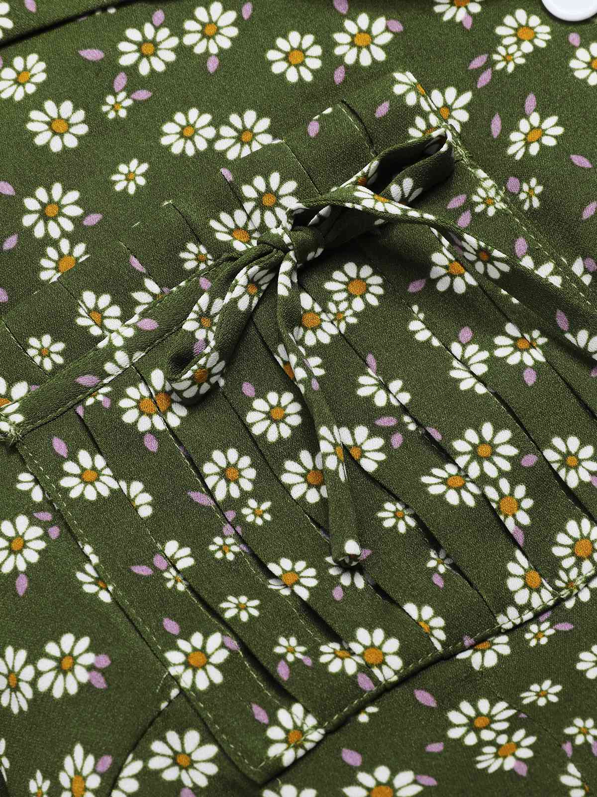 Grün 1940er Revers Blümchen Kleid mit Knöpfen - Image 6