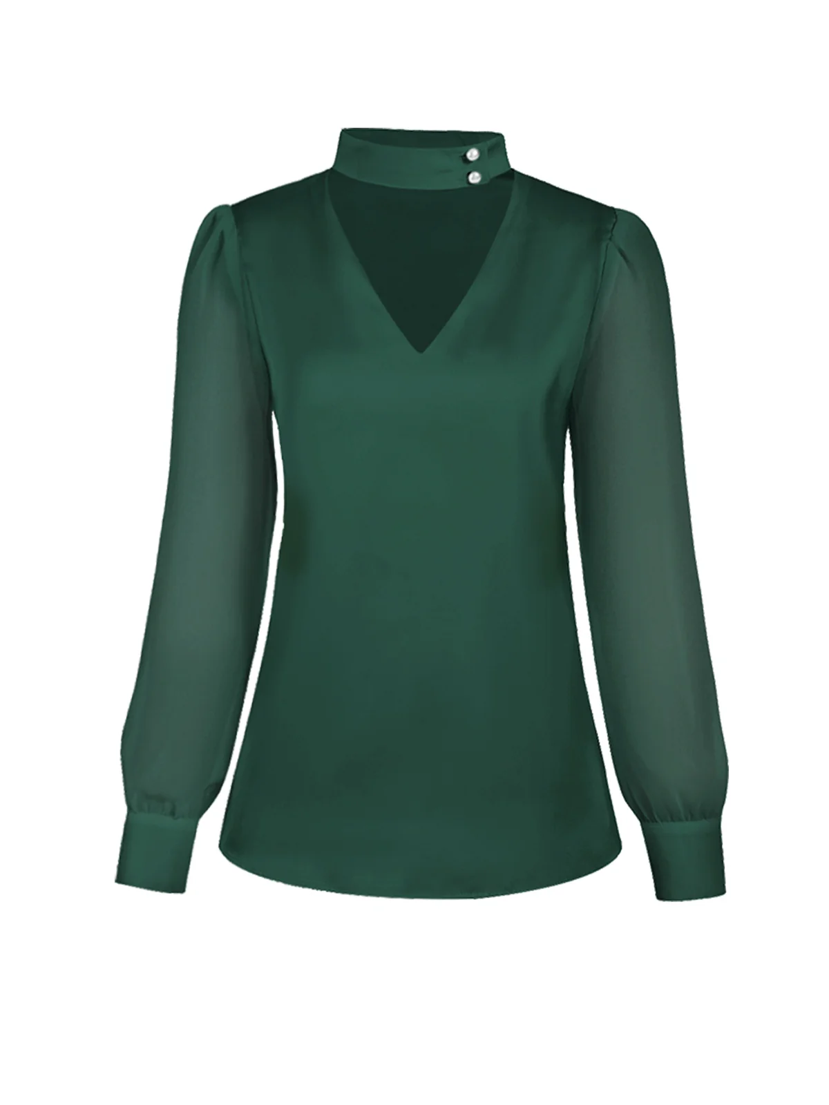 Weiß 1940er Rundhals Satin Puffärmel Bluse - Image 8