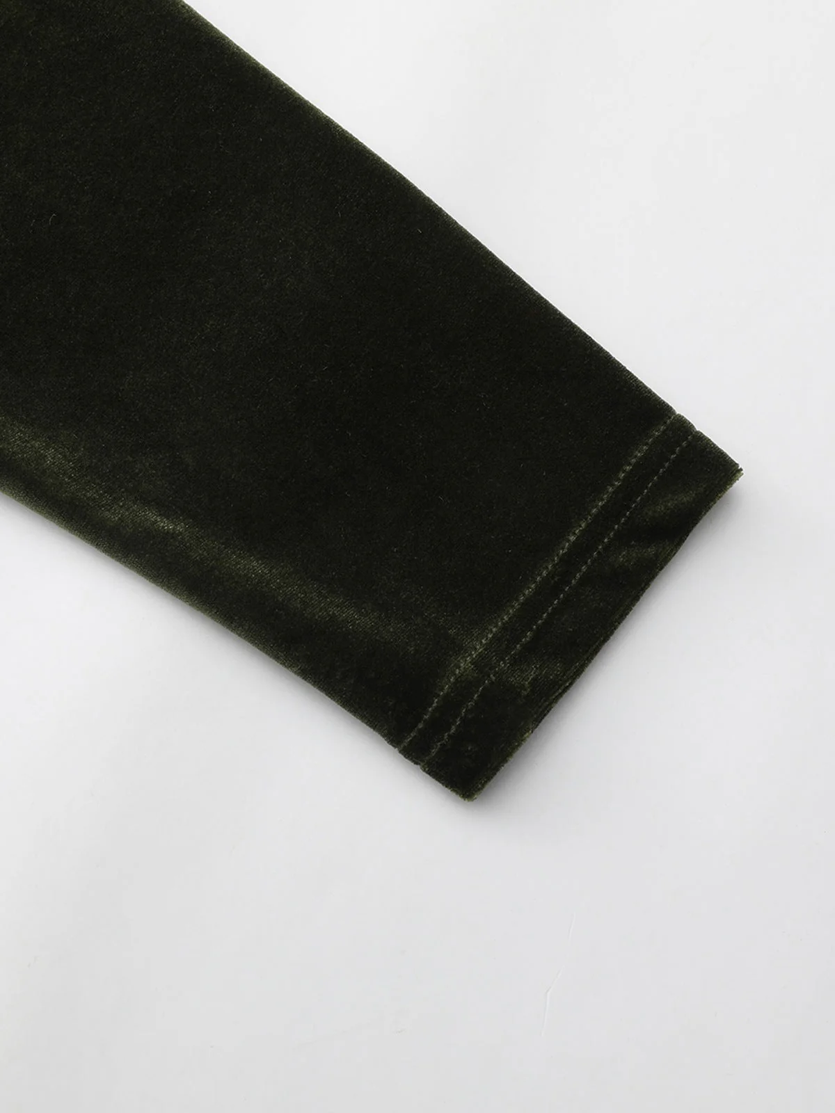 Grün 1940er Samt Tief-V Puffärmel Gerüschtes Kleid - Image 10