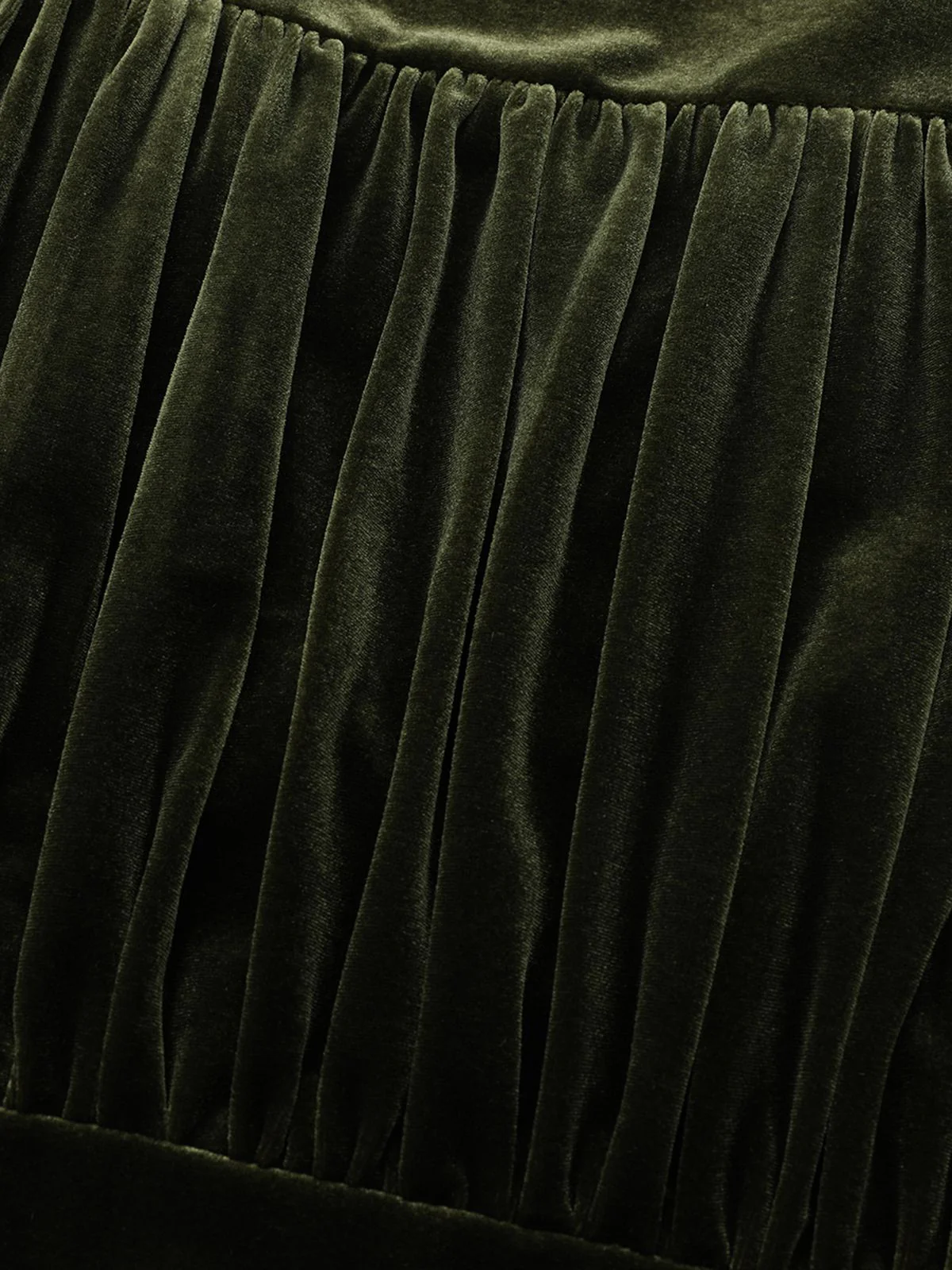 Grün 1940er Samt Tief-V Puffärmel Gerüschtes Kleid - Image 11