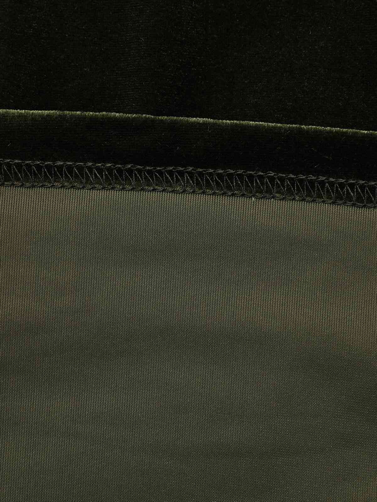Grün 1940er Samt Tief-V Puffärmel Gerüschtes Kleid - Image 8