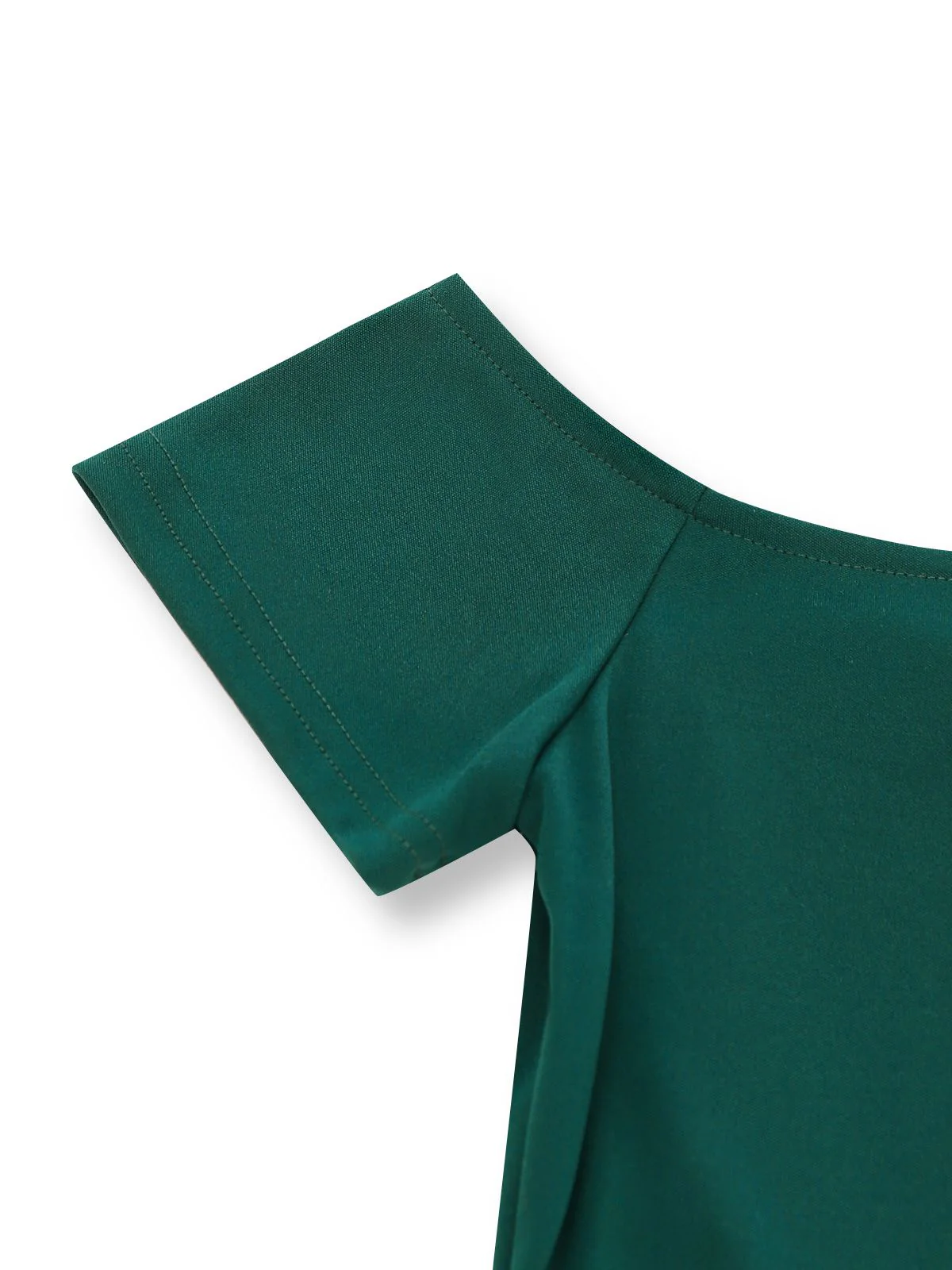 Grün 1940er Schulterfrei Plissiertes Farbverlauf Kleid - Image 4