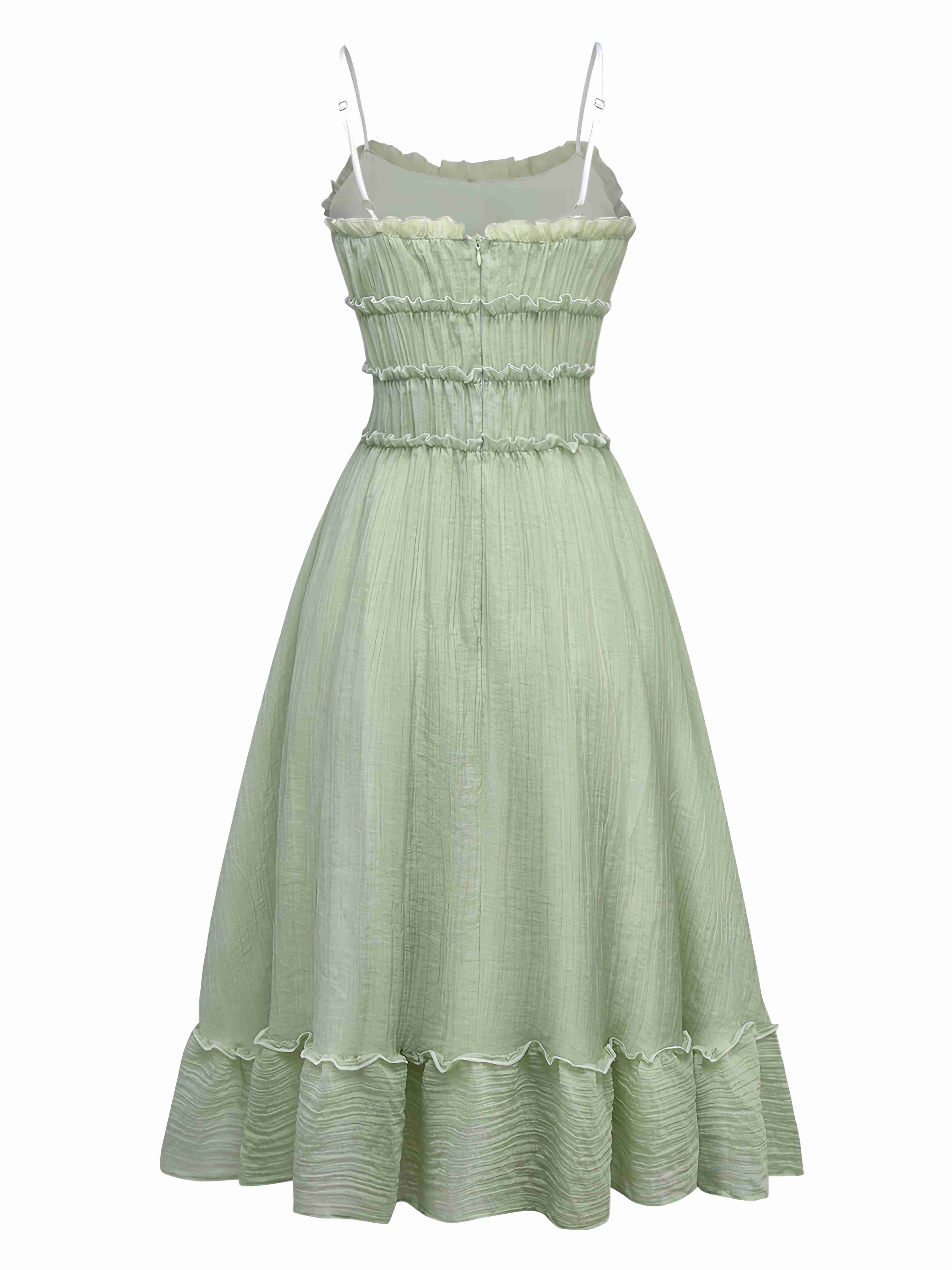 Grün 1940er Spaghetti Träger Bogen Kleid - Image 2