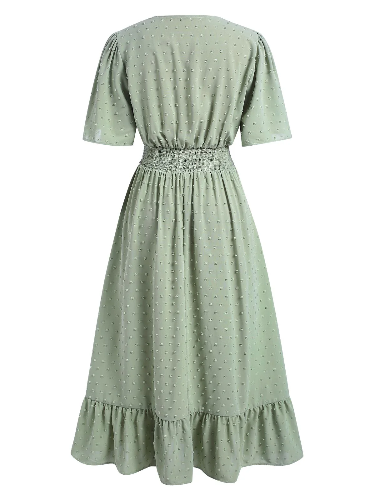 Grün 1940er Swiss Dots Rüschensaum Kleid - Image 3