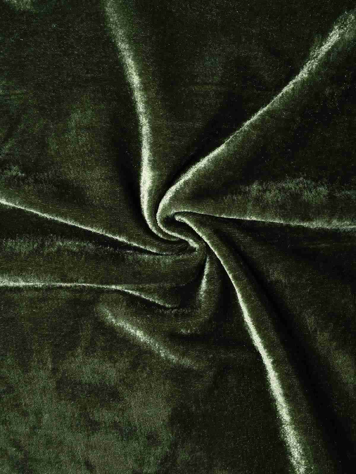 Grün 1940er Tief V-Ausschnitt Perle Samt Kleid - Image 7