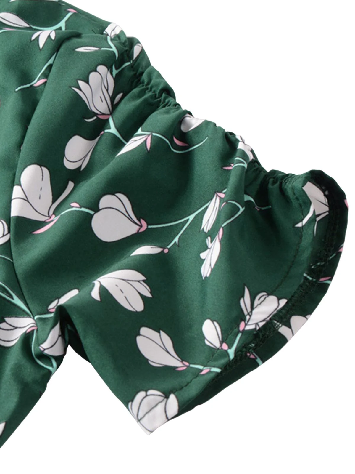 Grün 1940er V-Ausschnitt Blumen Kleid - Image 3