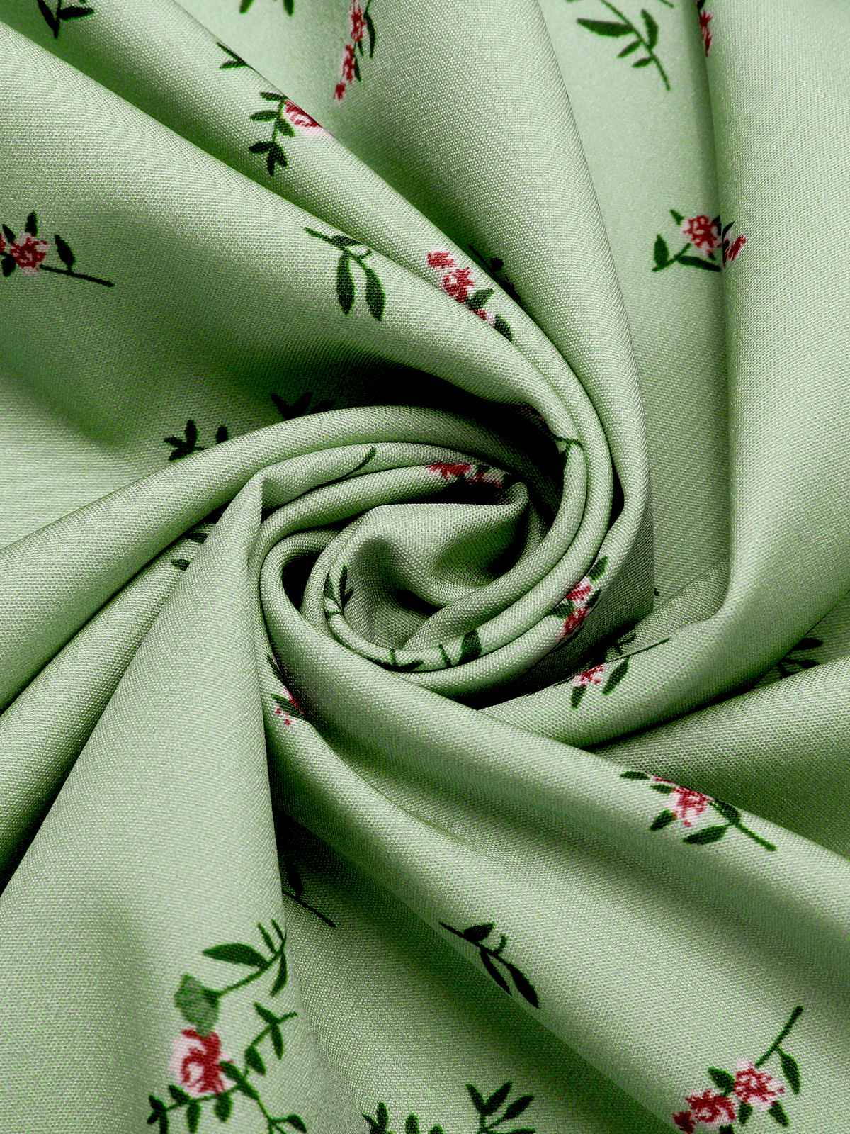 Grün 1940er V-Ausschnitt Blumen Laternenärmels Kleid - Image 5