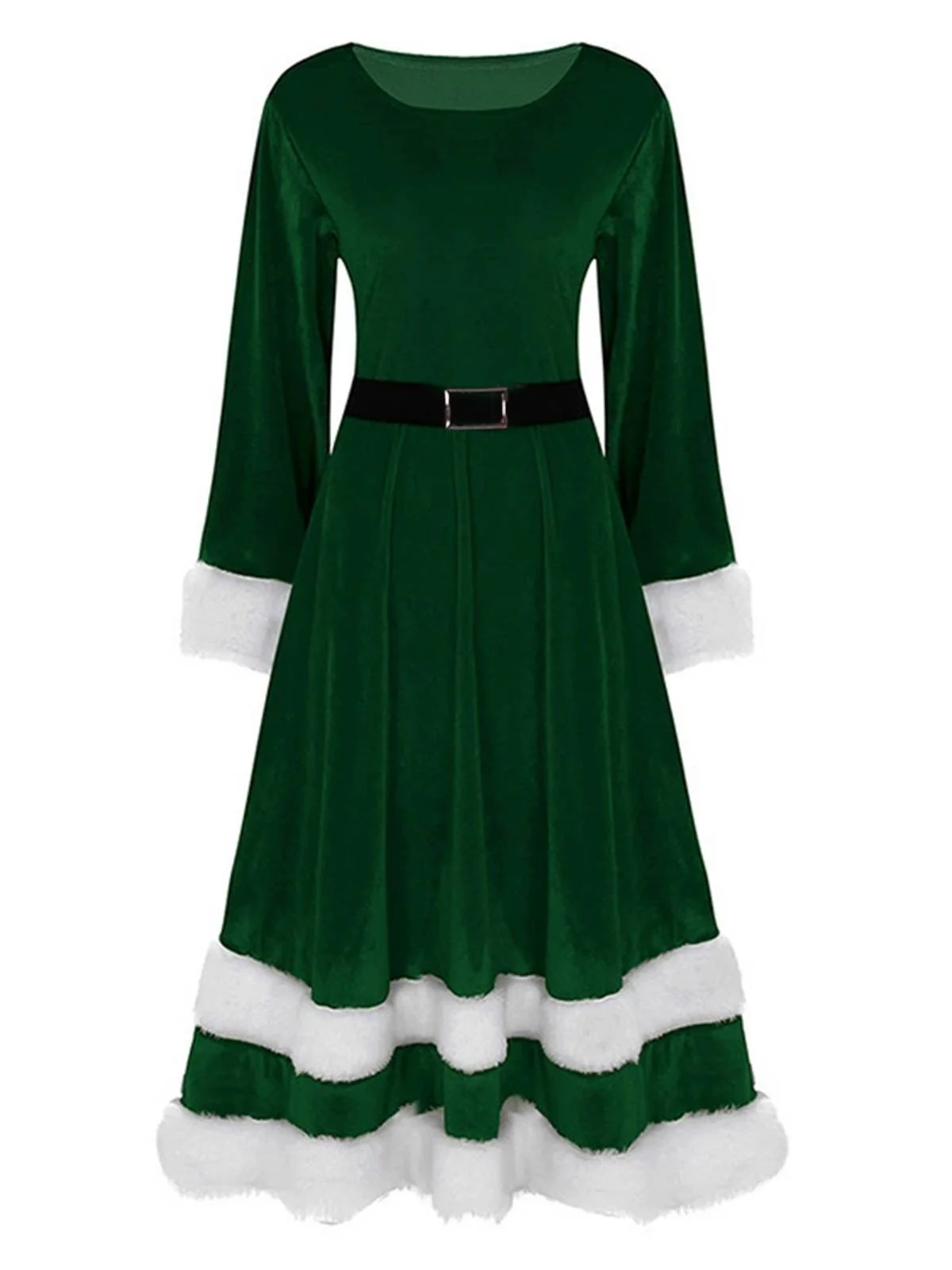 1940er Weihnachtsmann Faux Fur Trim Samt Kleid - Image 4