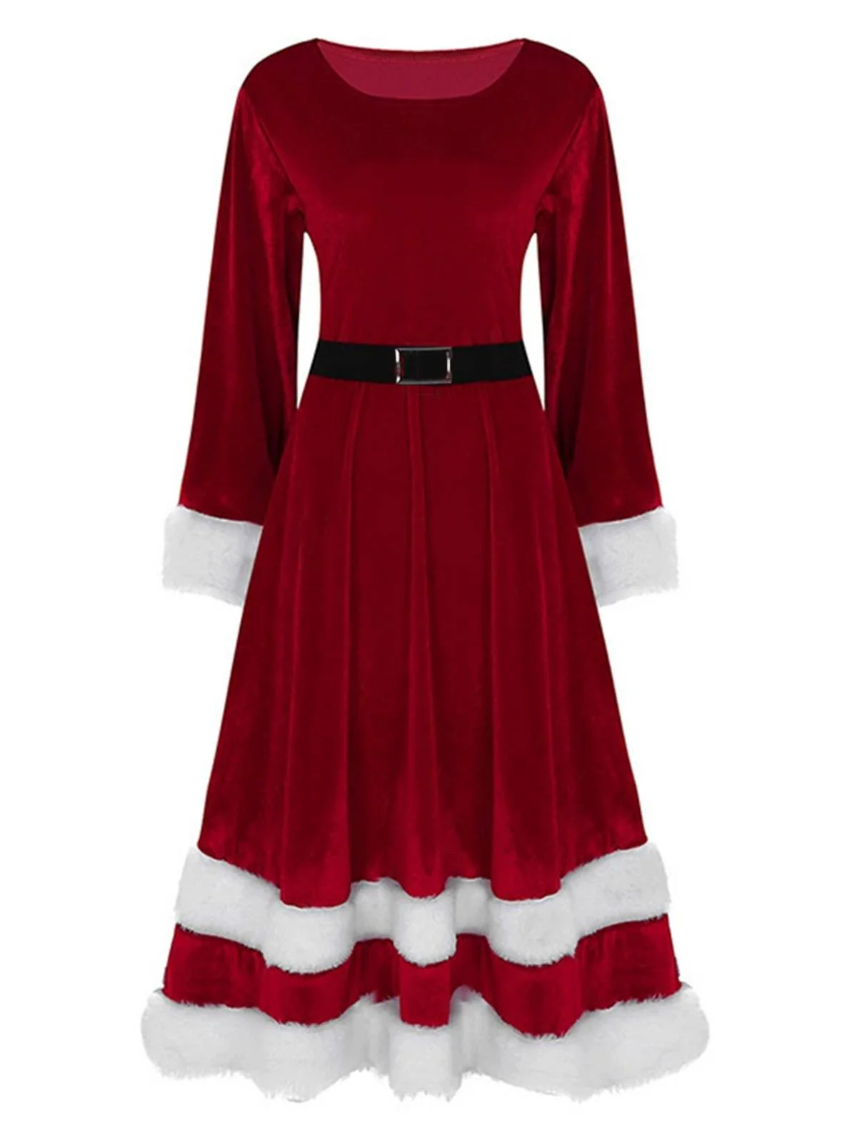1940er Weihnachtsmann Faux Fur Trim Samt Kleid - Image 2