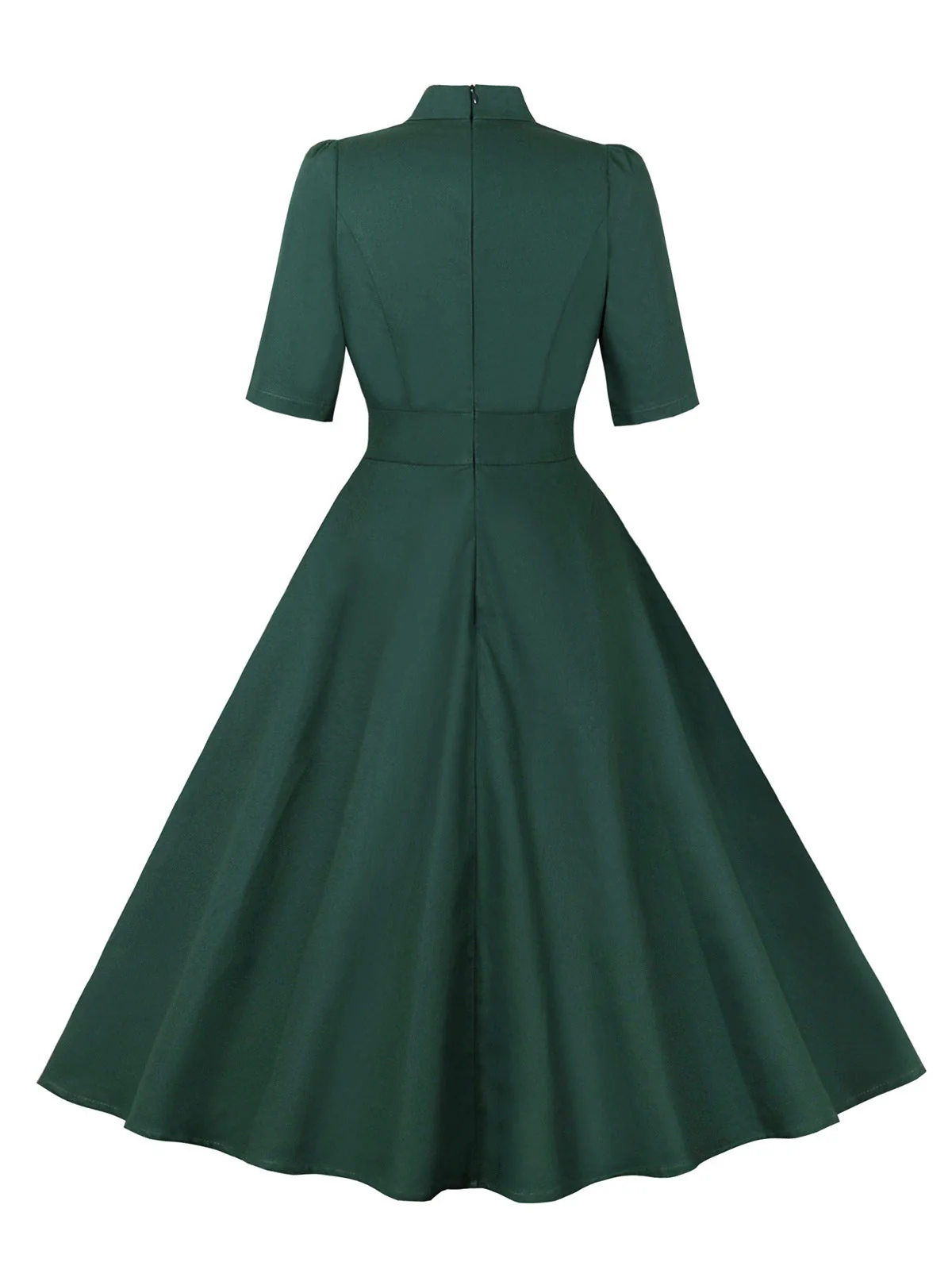 Grün 1950er Baumwolle Krawattenkragen Kleid - Image 2