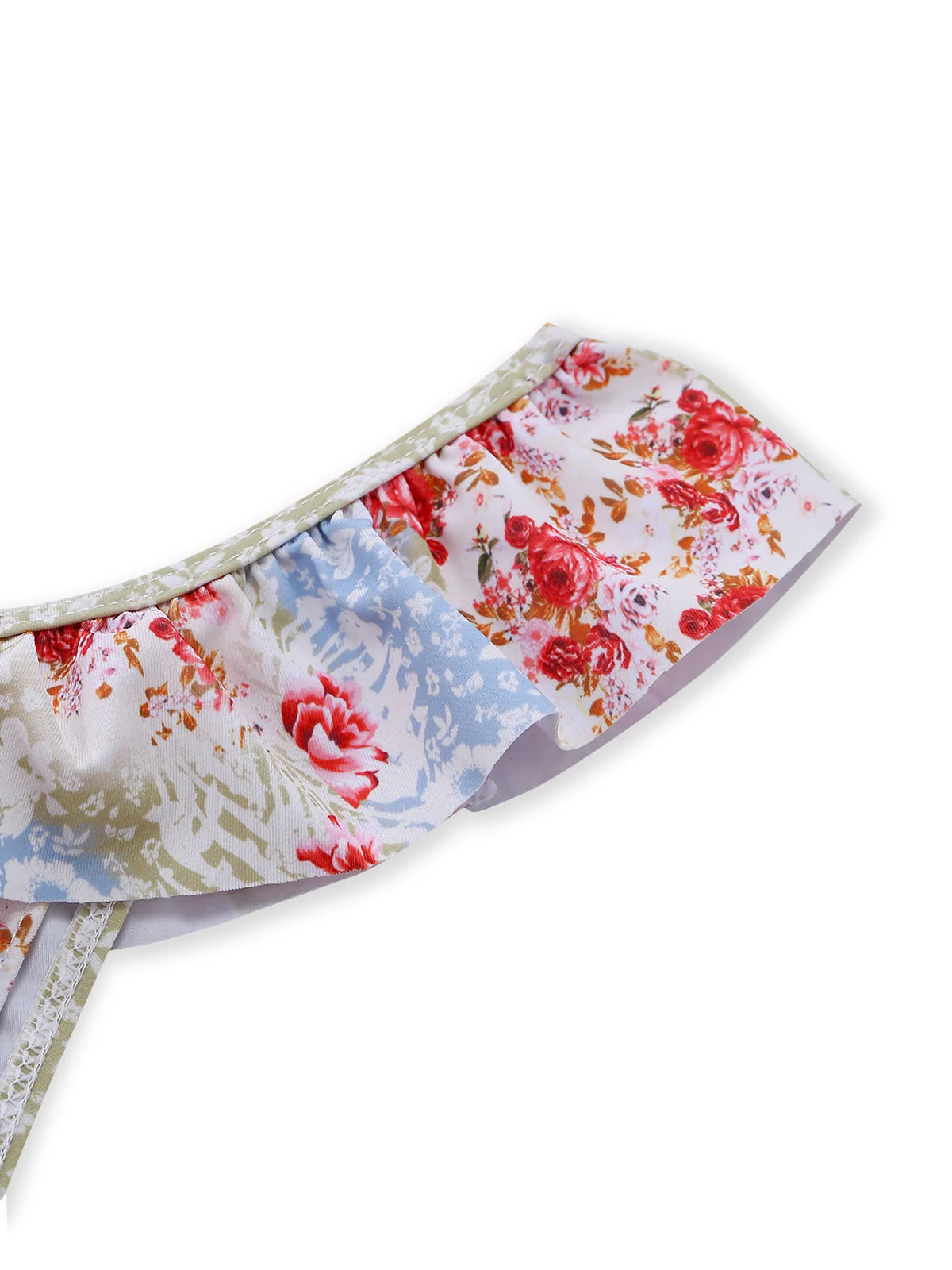 Grün 1950er Blumen Muster Rüschen Bikini Set - Image 4