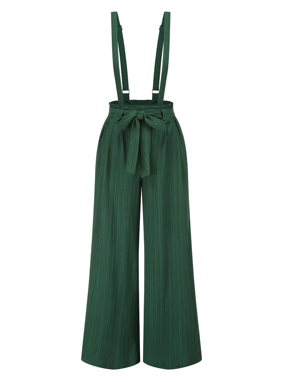 Grün 1950er Gürtel Träger Weites-Bein Jumpsuit