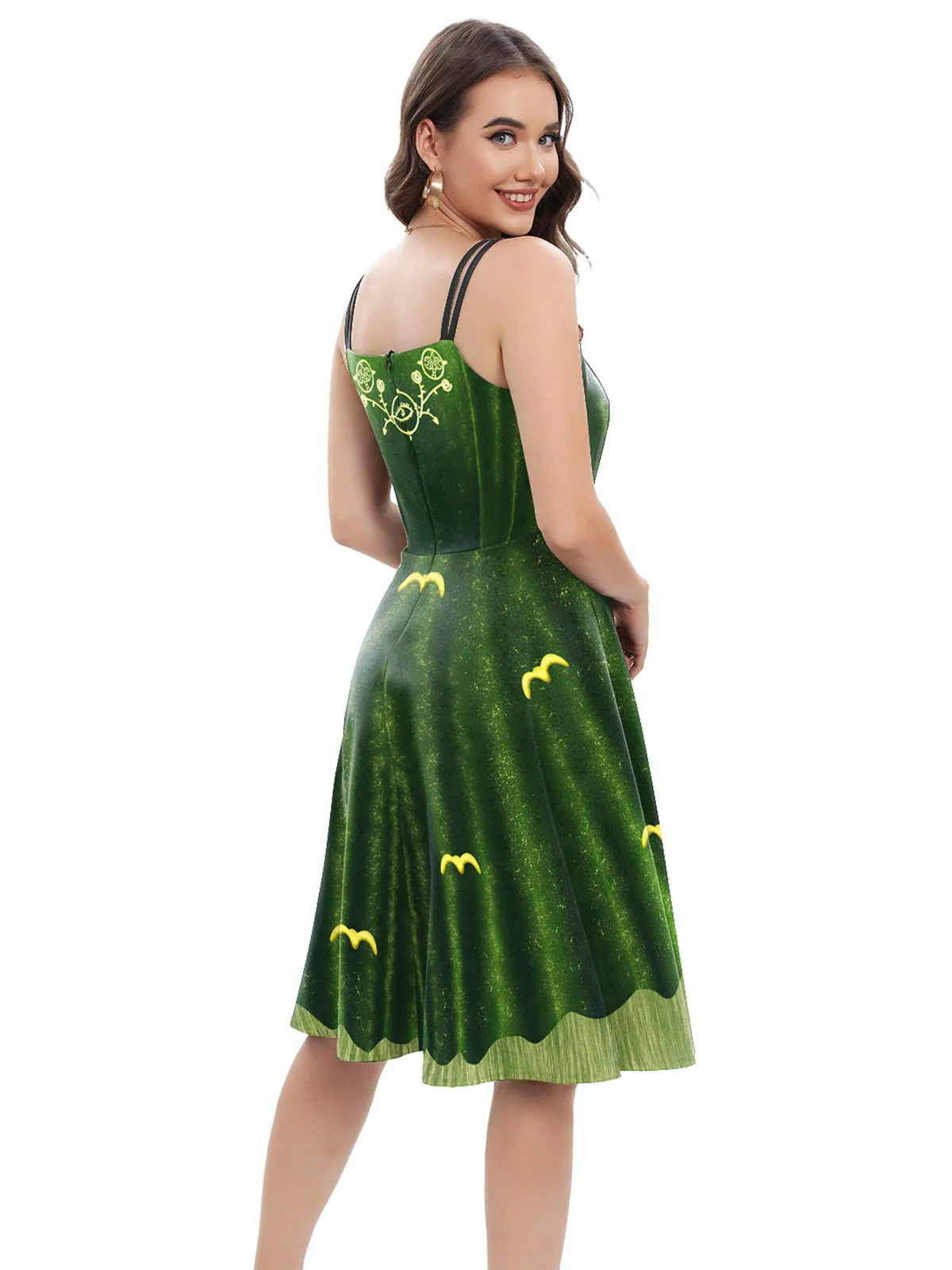 Grün 1950er Halloween Hocus Pocus Winifred Sanderson Doppelträger Kleid - Image 3