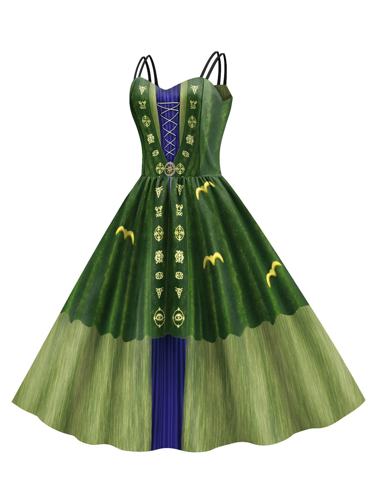 Grün 1950er Halloween Hocus Pocus Winifred Sanderson Doppelträger Kleid - Image 4