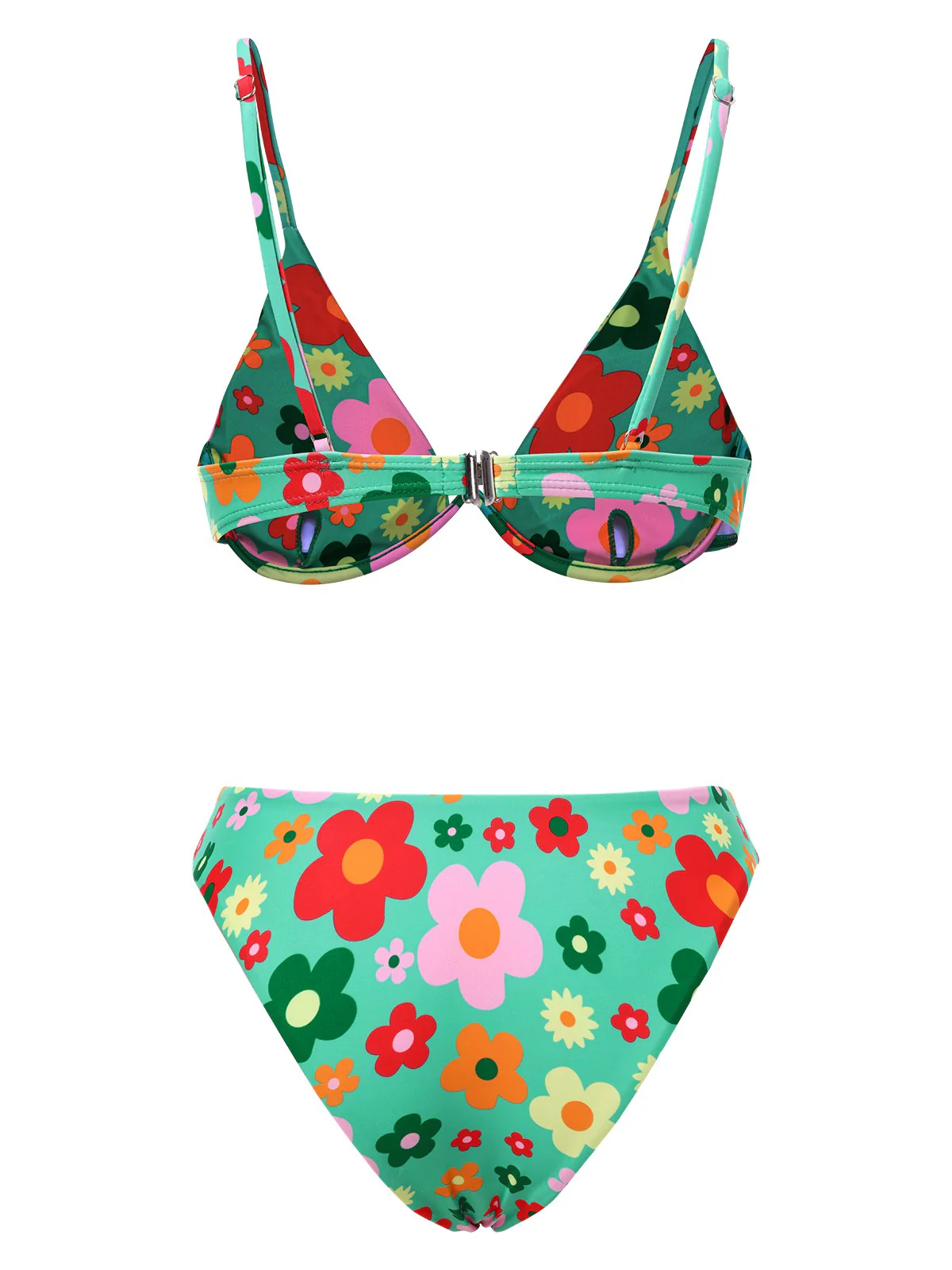 Grün 1950er Karikatur Blumen Bikini Set - Image 2