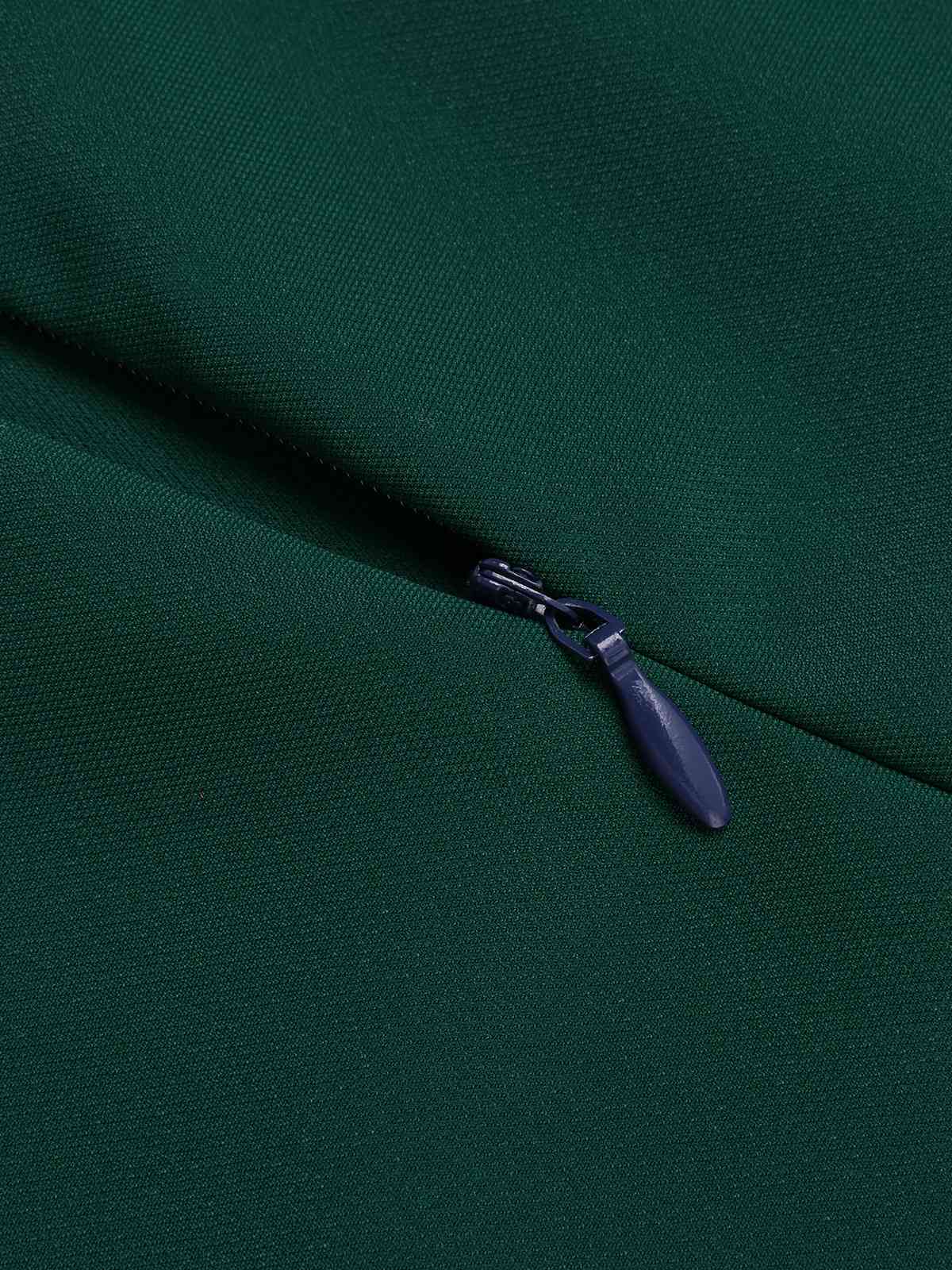 Grün 1950er Krawattenhals Plaids Patchwork Kleid - Image 8