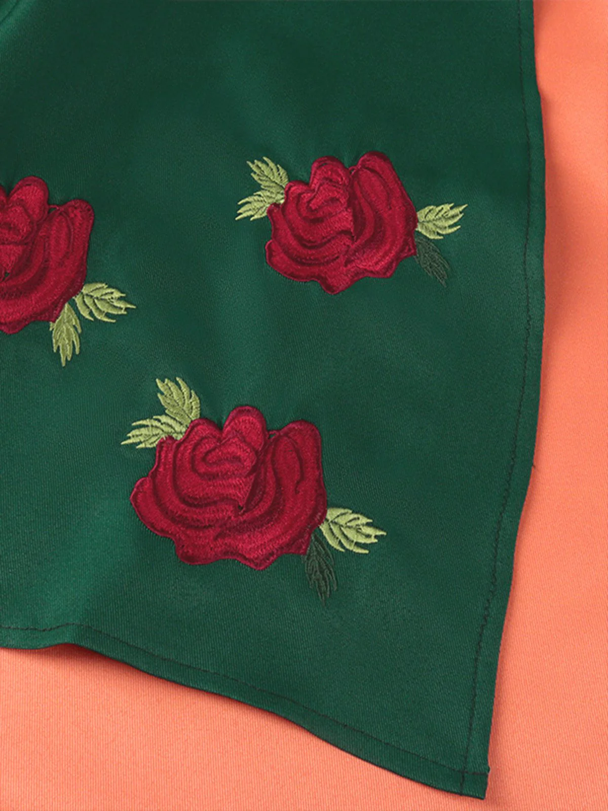 Grün 1950er Oktoberfest Dirndl Blumen Stickerei Rüschen Kleid - Image 4