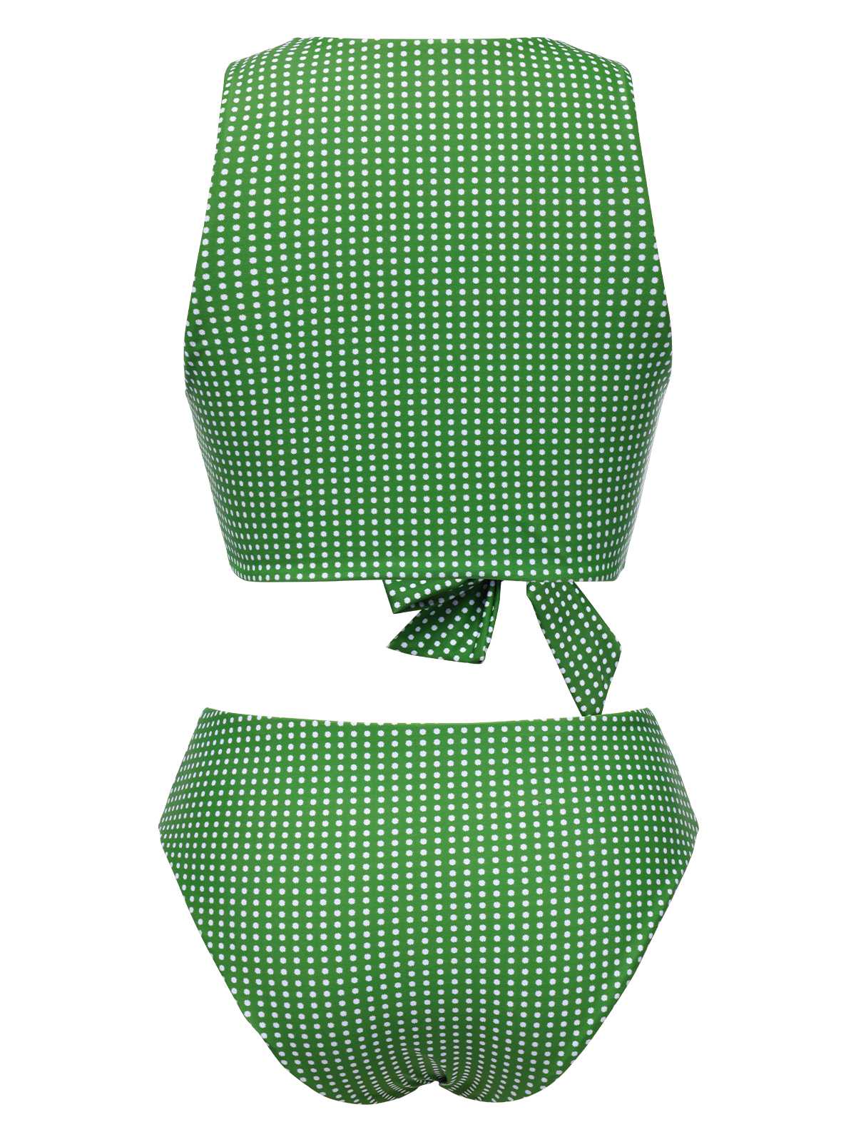 Grün 1950er Polka Dots Bogen Badeanzug - Image 3