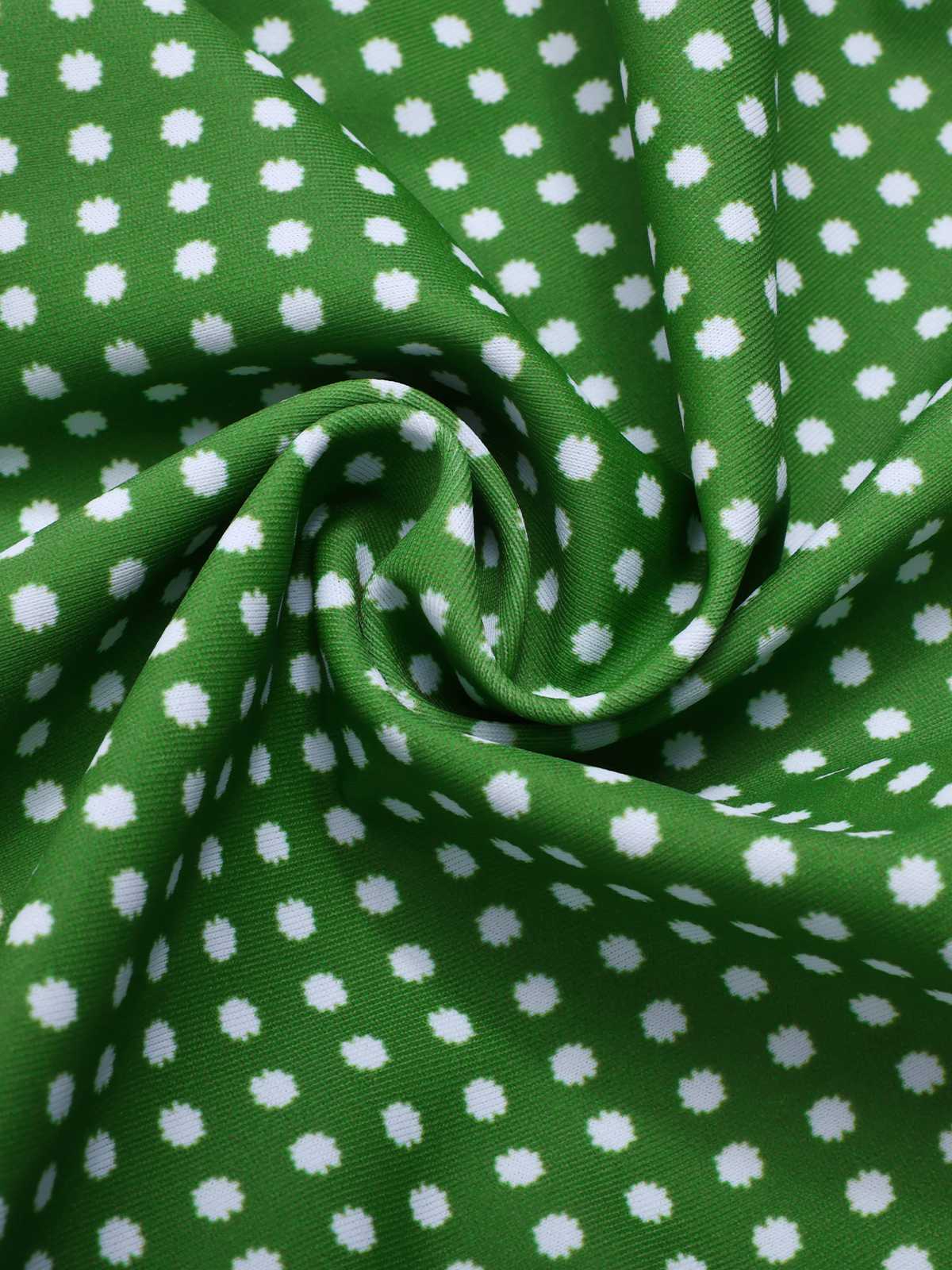 Grün 1950er Polka Dots Bogen Badeanzug - Image 4