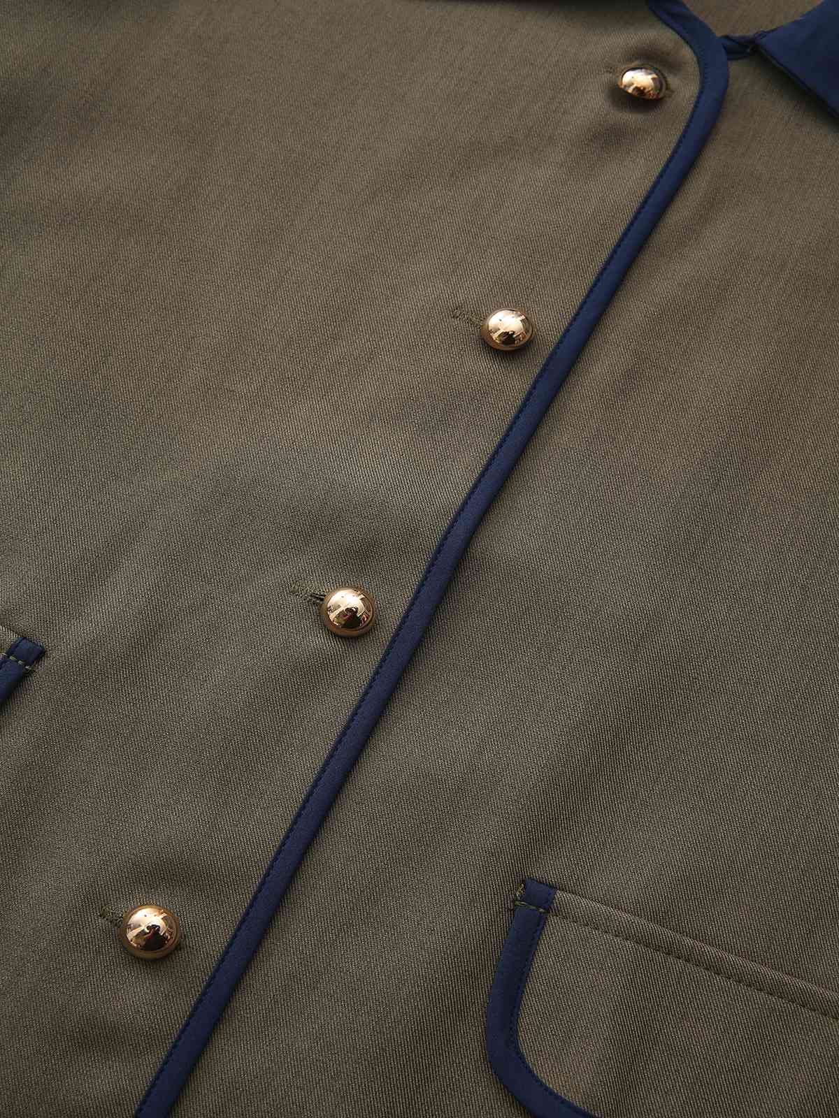 Grün 1950er Revers Farbblock Anzug Jacke - Image 4