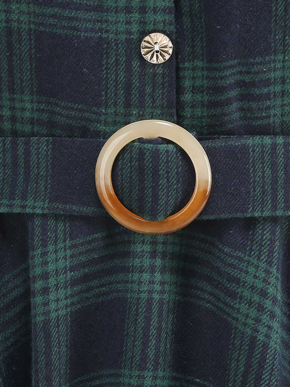Grün 1950er Revers Plaids Swing Kleid - Image 4