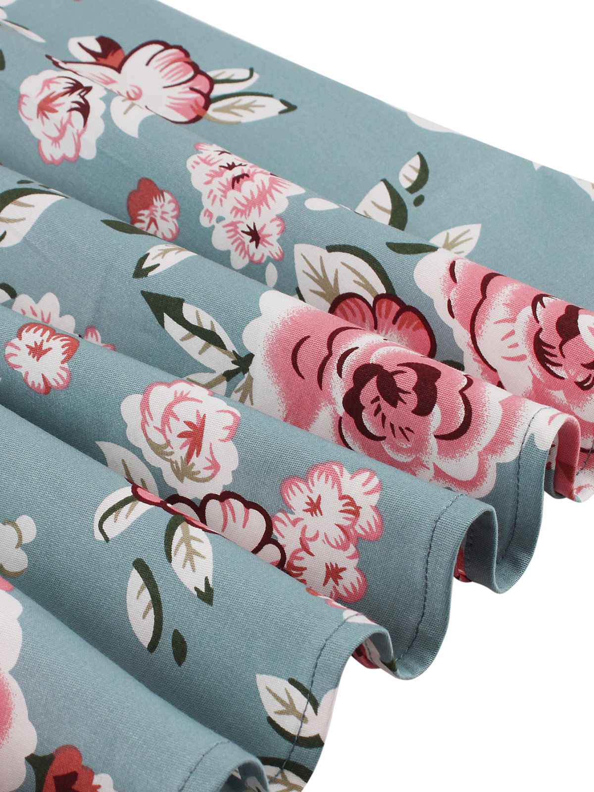 Grün 1950er Rose Patchwork Krawattenkragen Kleid - Image 3