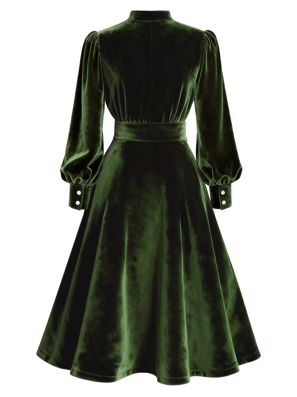 Grün 1950er Schlüsselloch V-Ausschnitt Perle Samt Kleid - Image 3