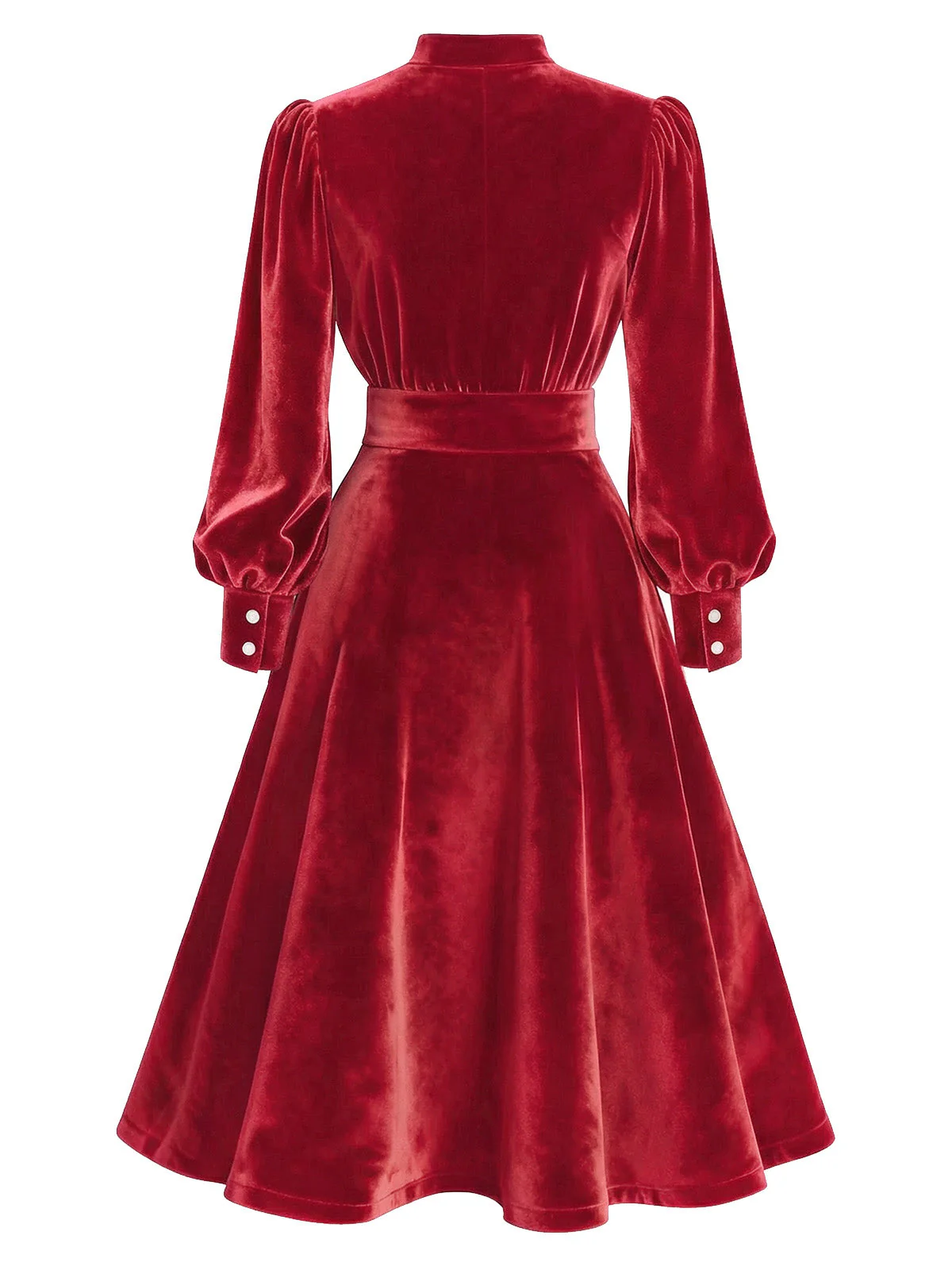 Grün 1950er Schlüsselloch V-Ausschnitt Perle Samt Kleid - Image 5
