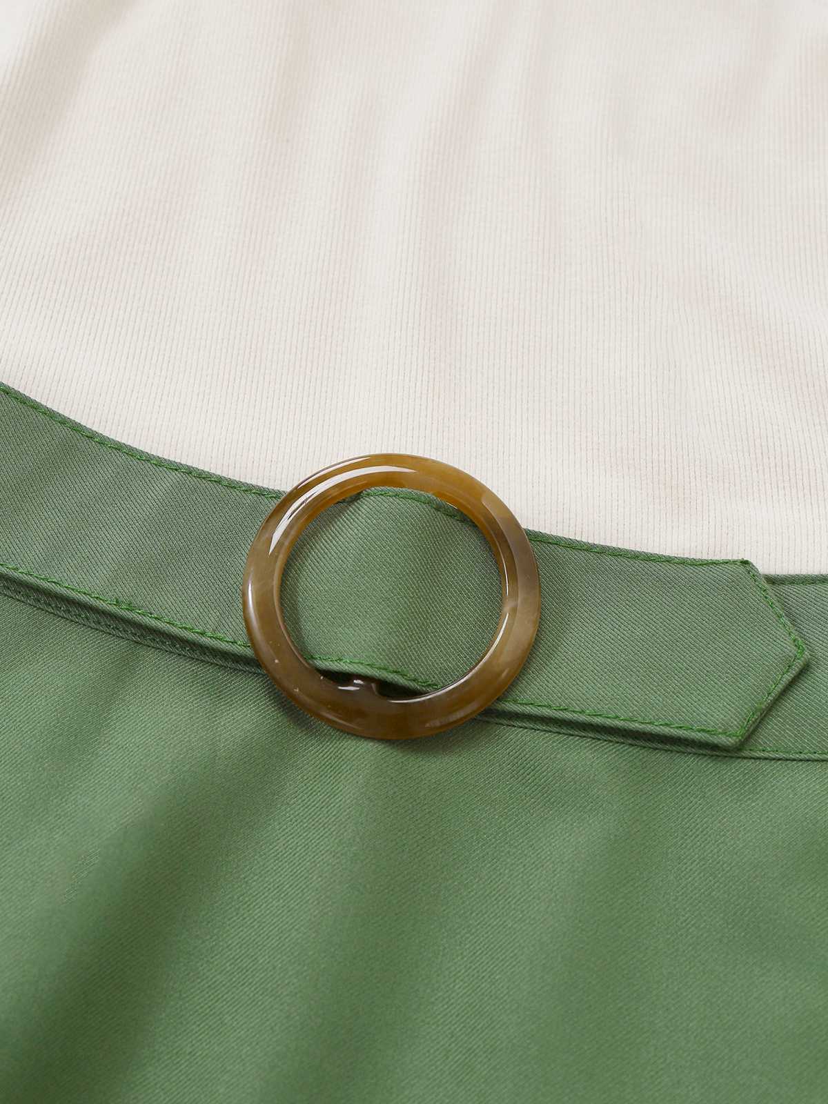 Grün 1950er Stricken Schulterfrei Plissiertes Kleid - Image 9