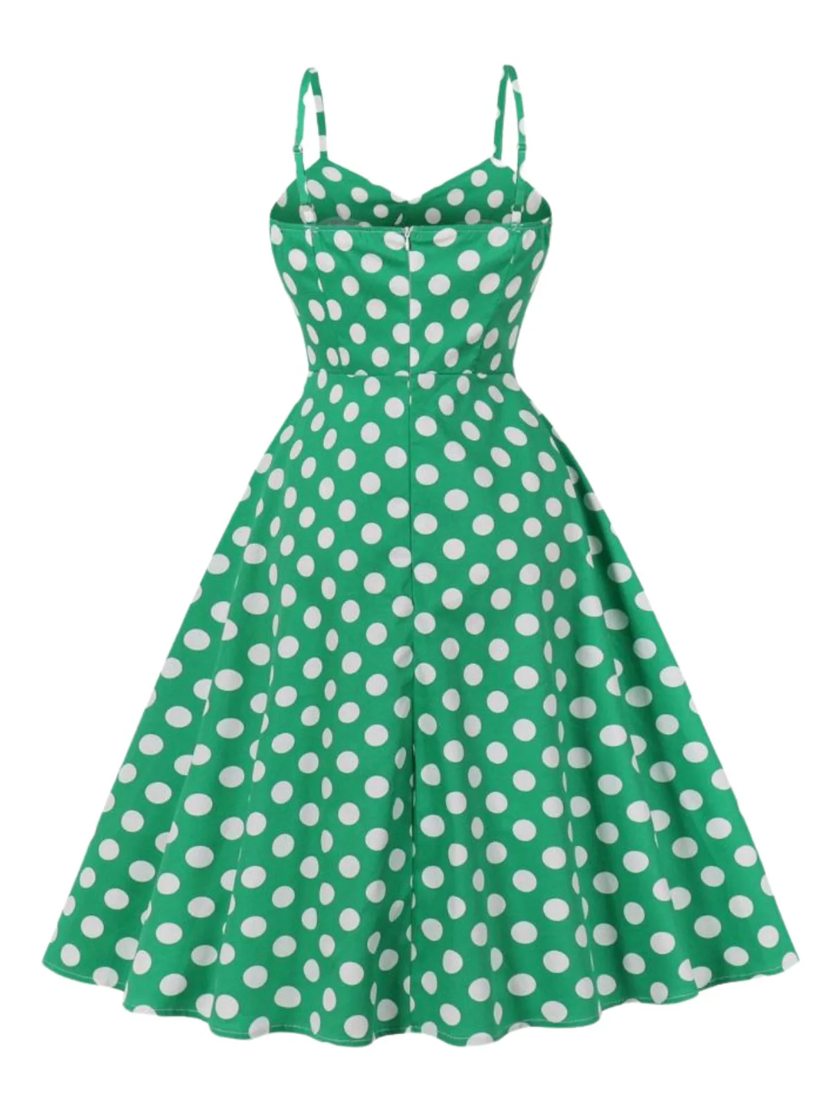 Grün 1950er Tupfen Spaghetti Träger Kleid - Image 2