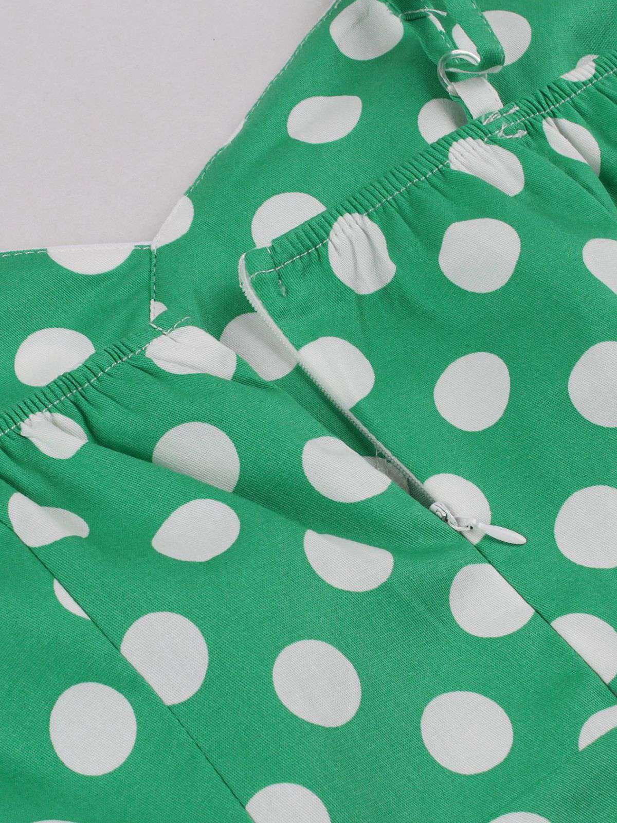 Grün 1950er Tupfen Spaghetti Träger Kleid - Image 3
