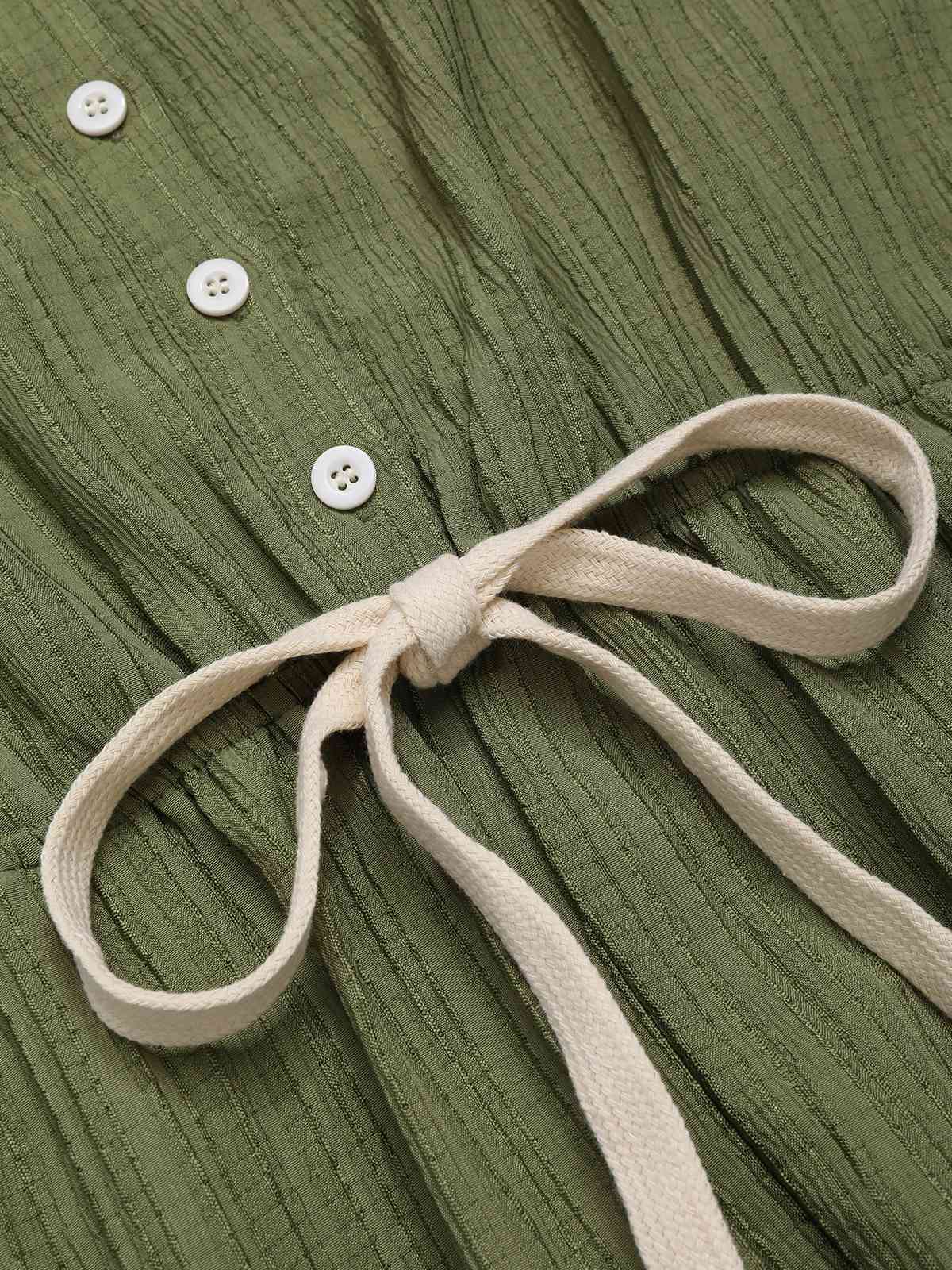 Grün 1950er V-Ausschnitt Strukturiertes Tasche Romper - Image 3
