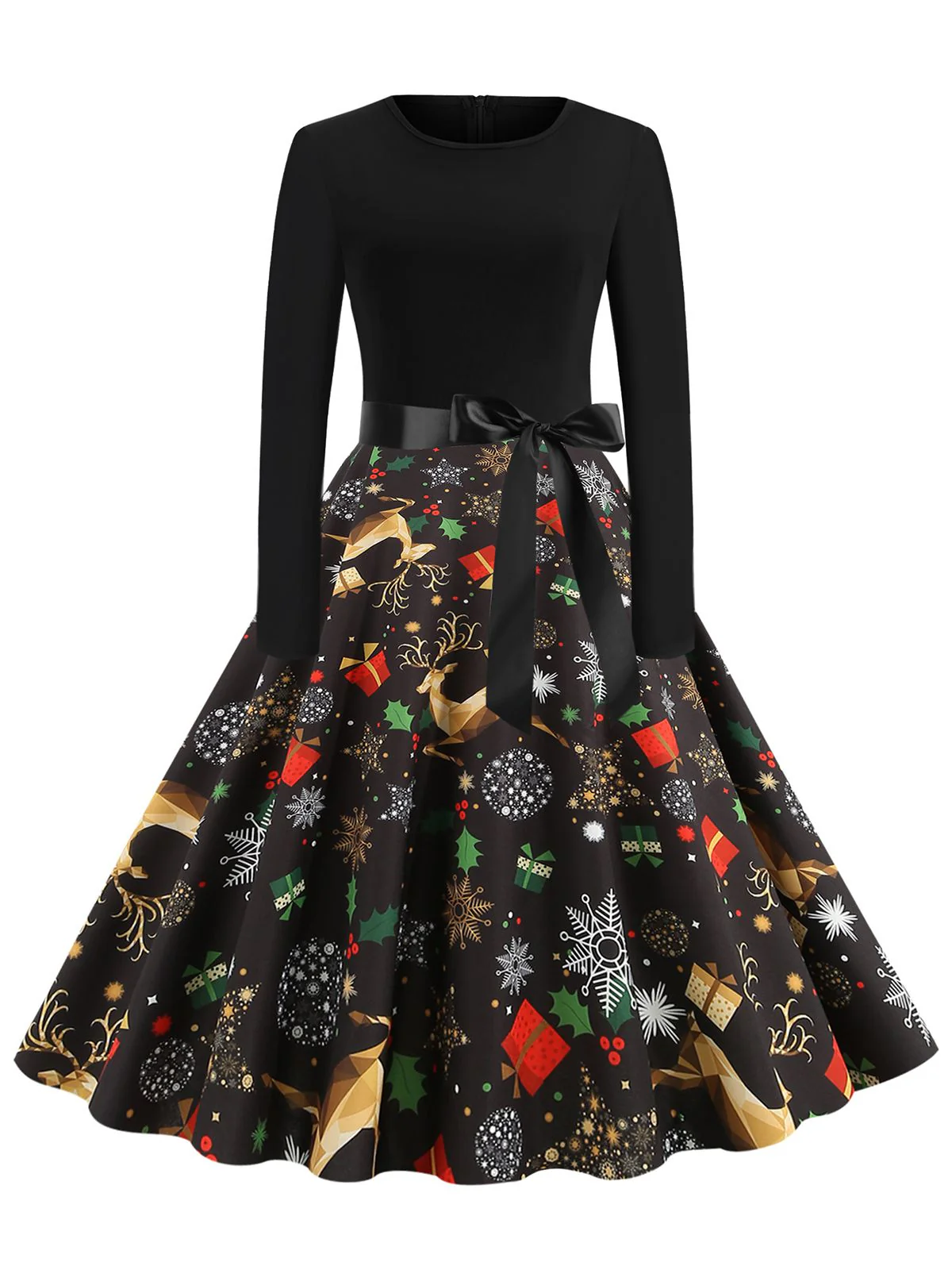Grün 1950er Weihnachten Gürtel Kleid - Image 7