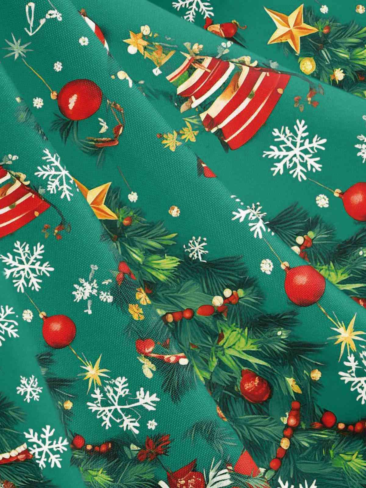 Grün 1950er Weihnachtsbaum Patchwork Bogen Gürtel Swing Kleid - Image 21